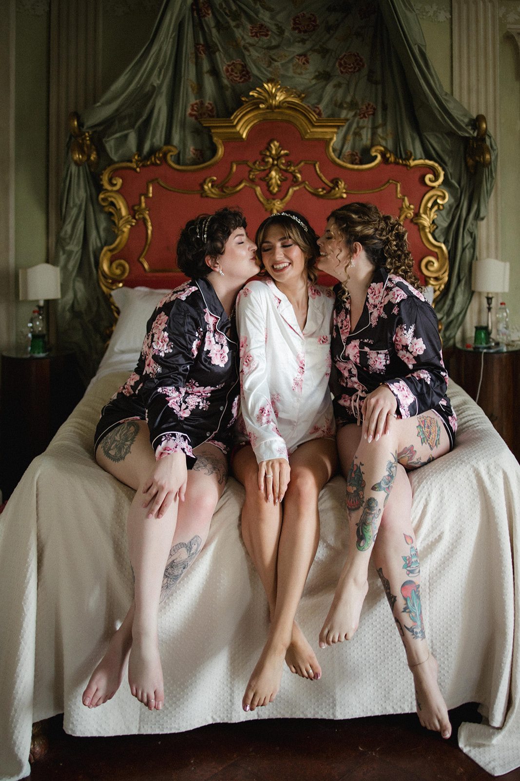 black floral getting ready pajama sets