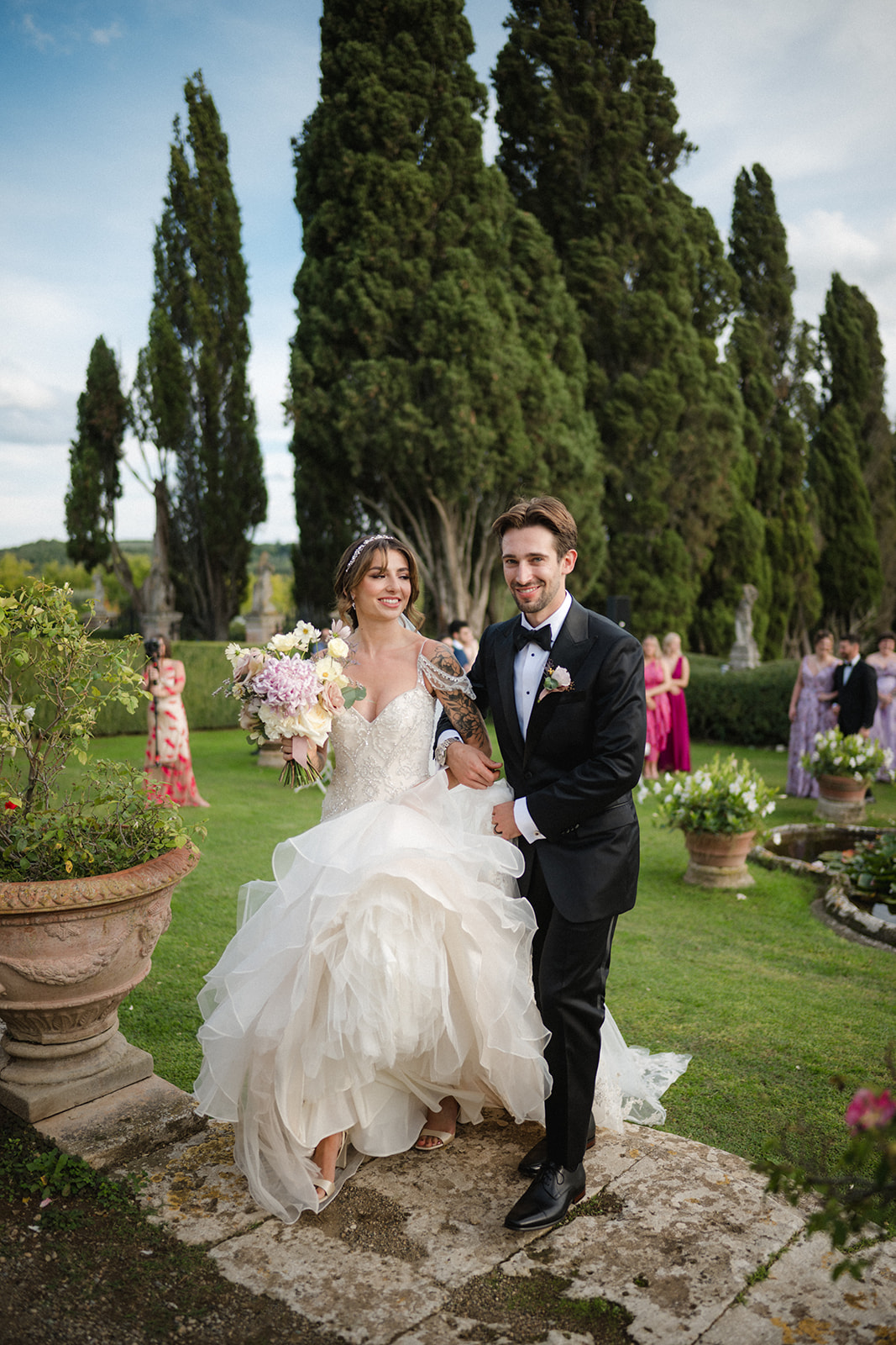 tiered ruffle wedding dress