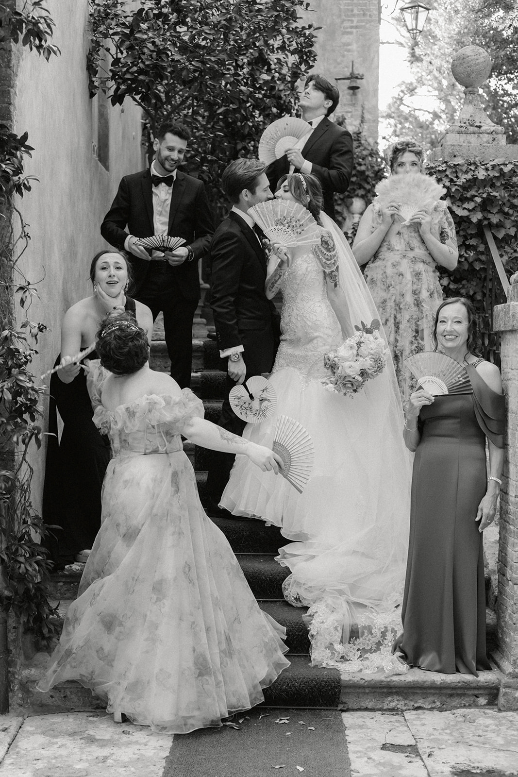 playful wedding party photos