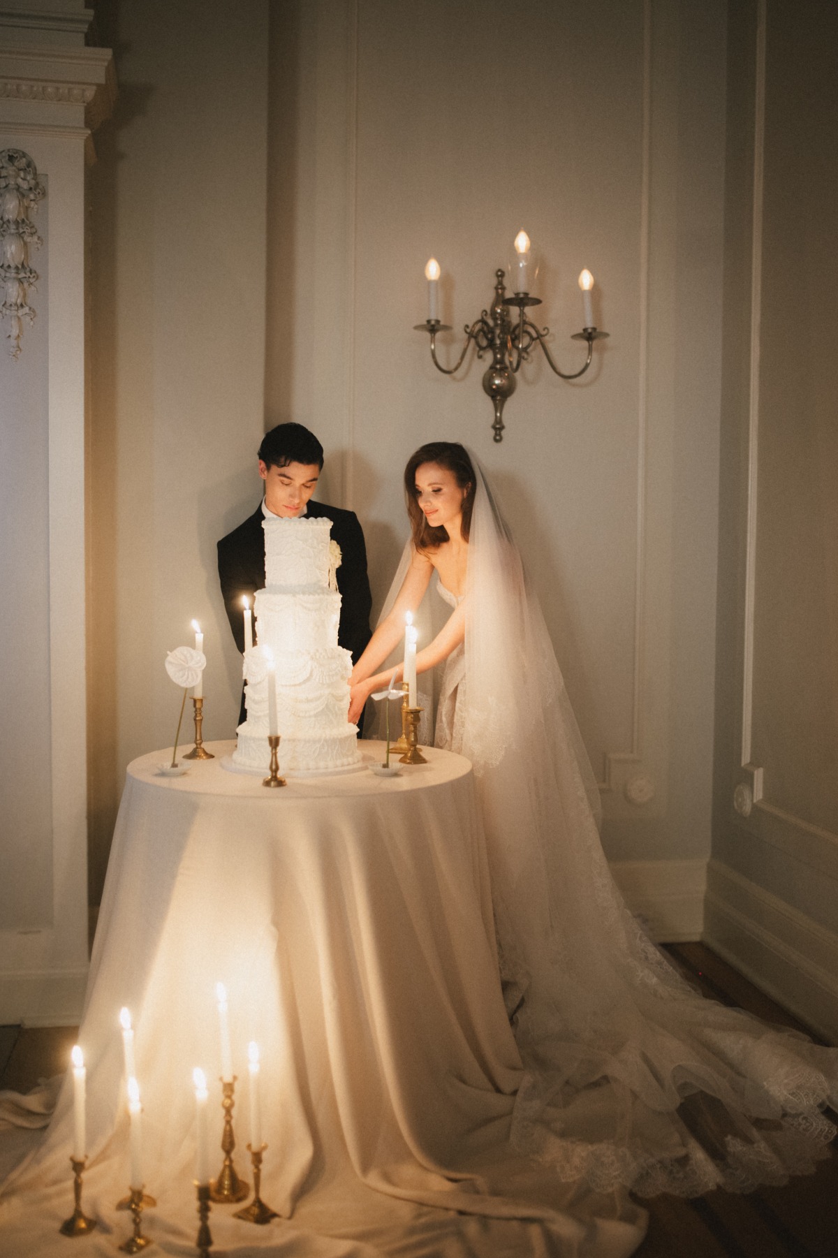 cake table with candles