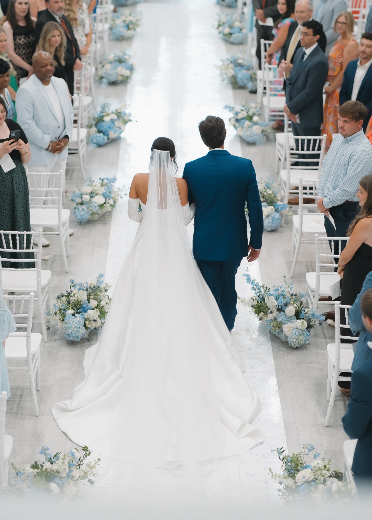 modern blue and white wedding