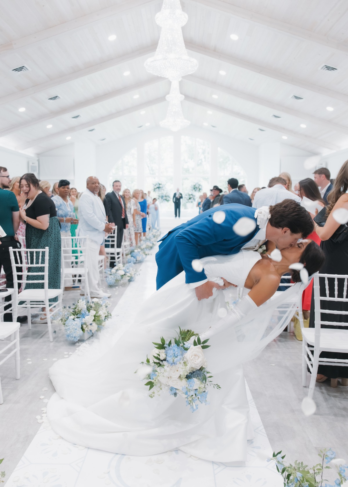 petal toss at wedding ceremony