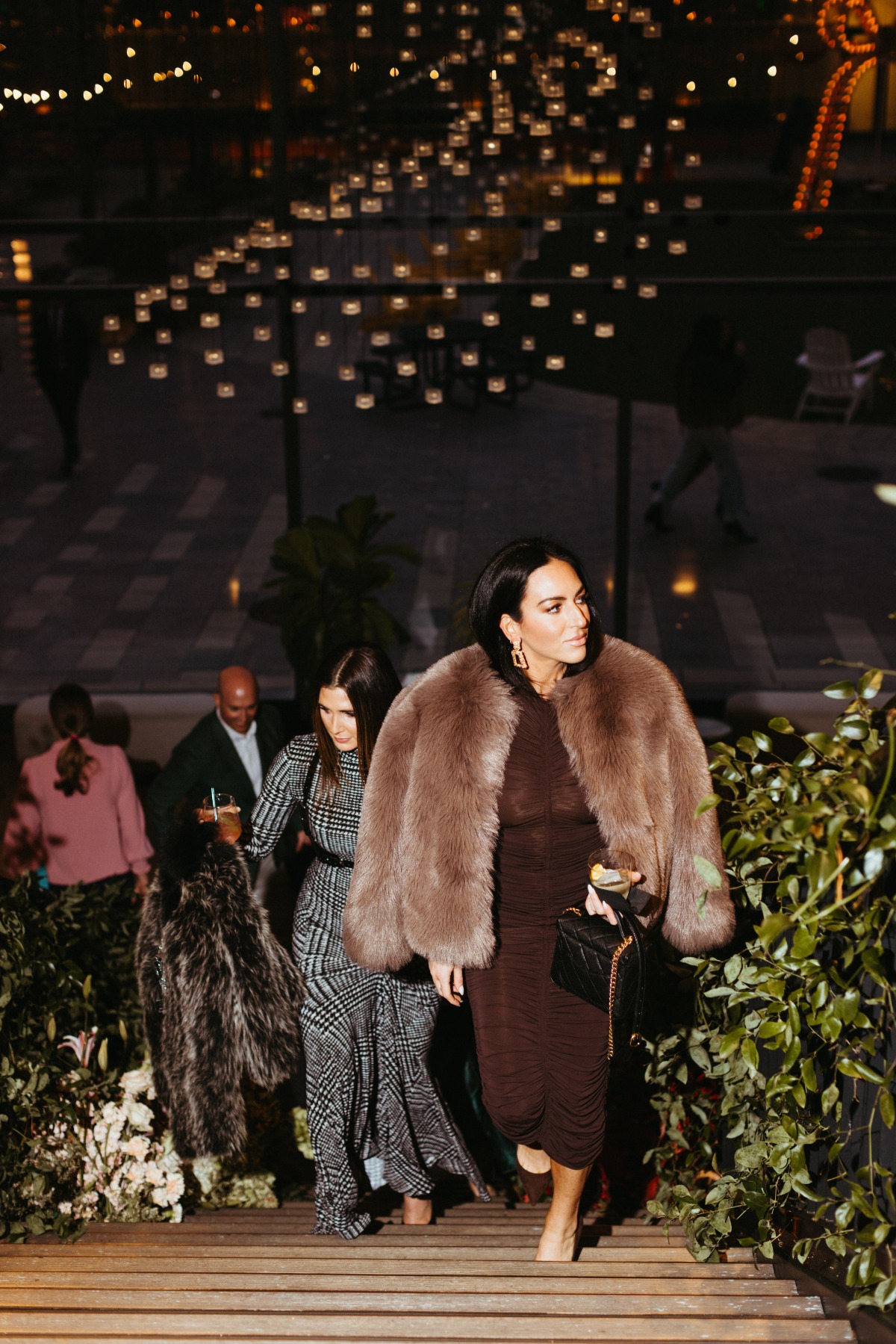 brown fall wedding guest look