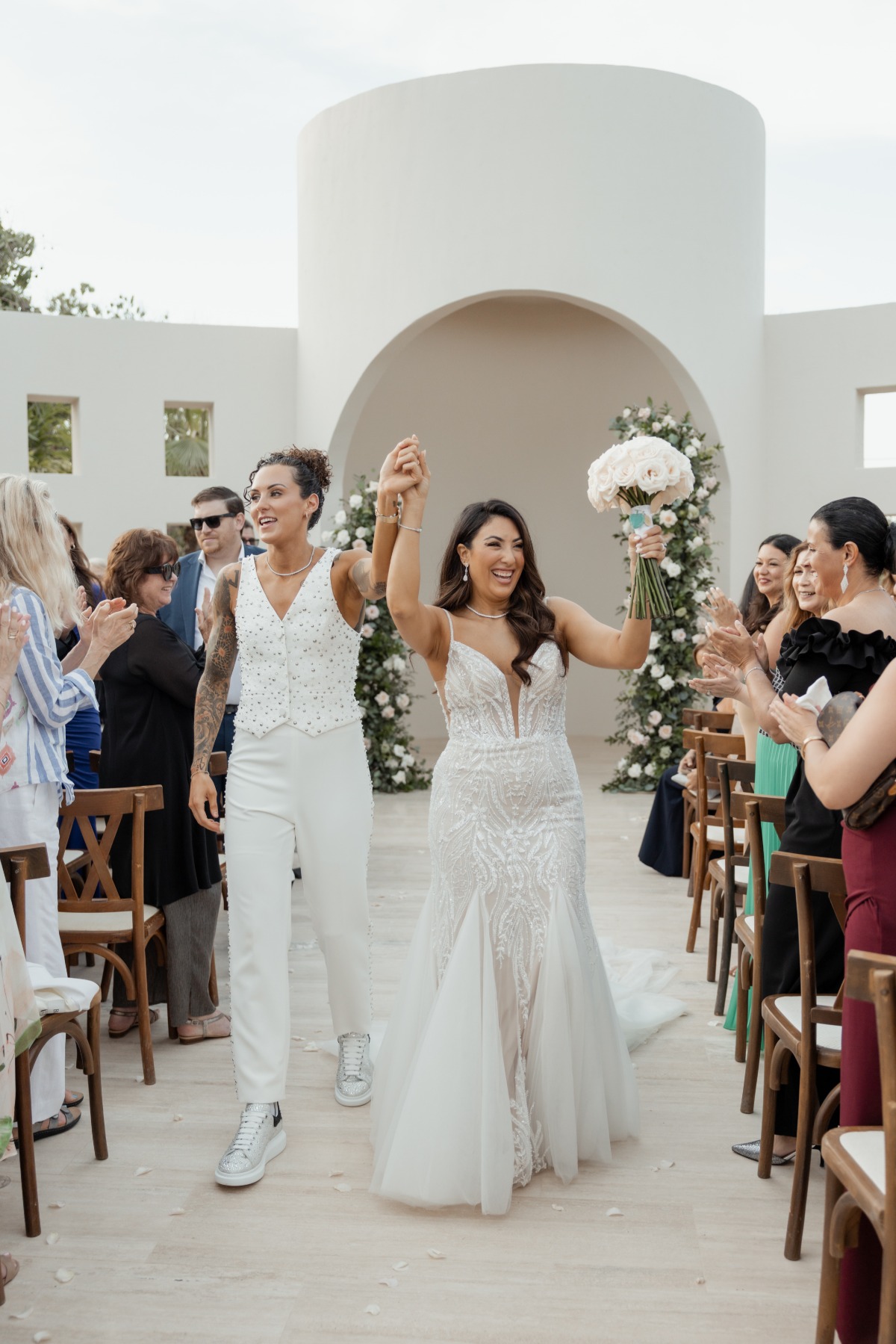 two-piece pantsuit for bride