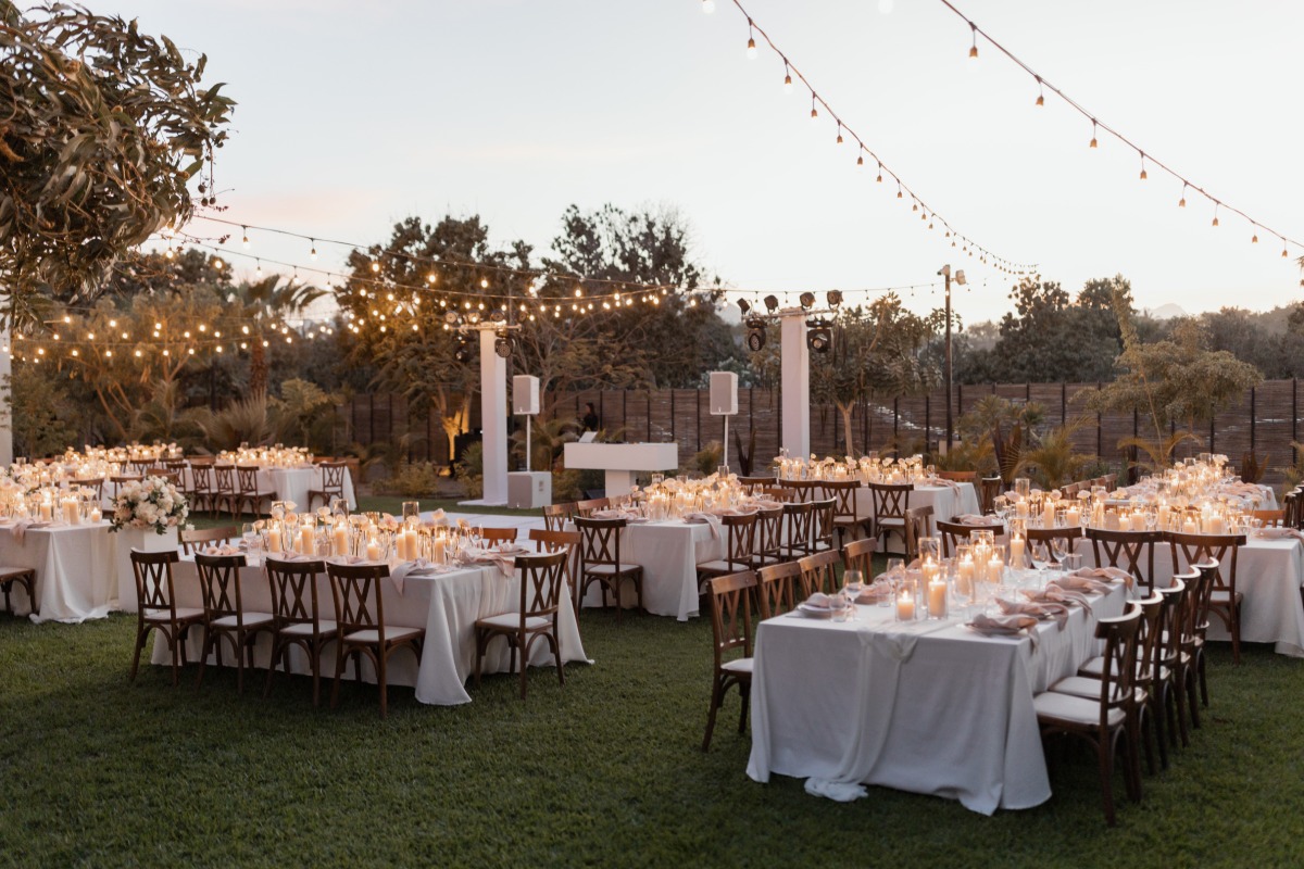 candlelit beachside reception