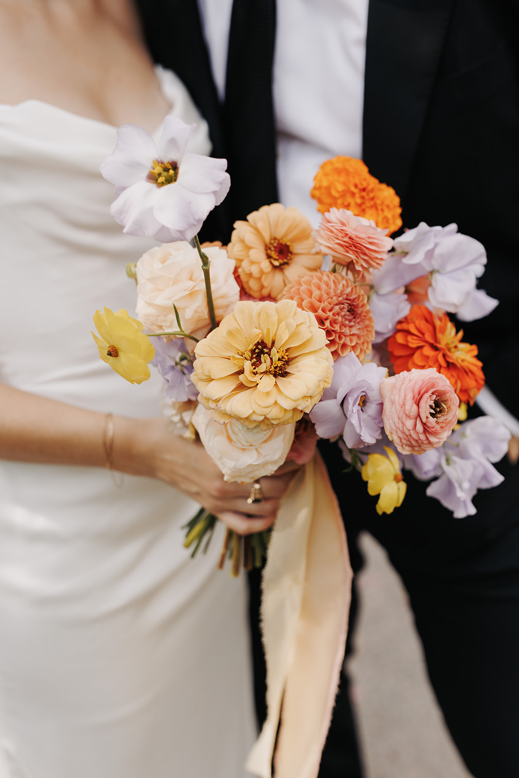 orange and lavender bouquet