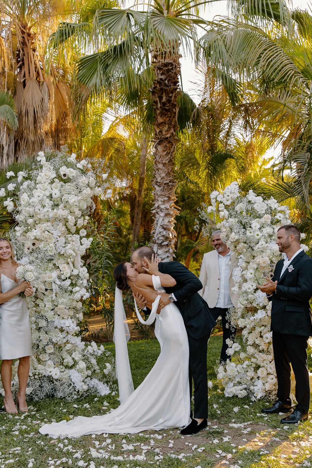 white wedding floral arch