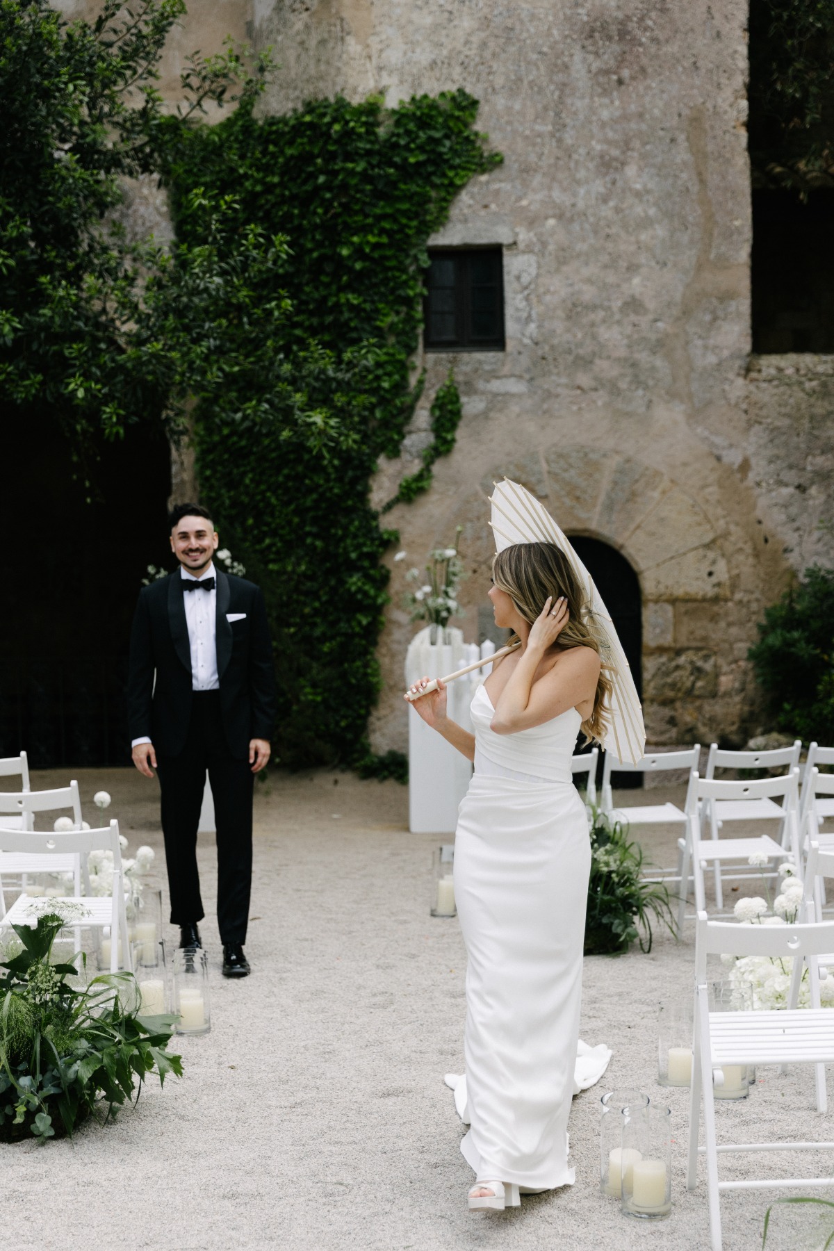 minimalist column wedding dress