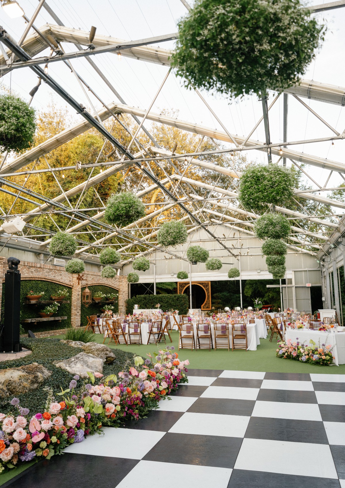 black and white dance floor for wedding