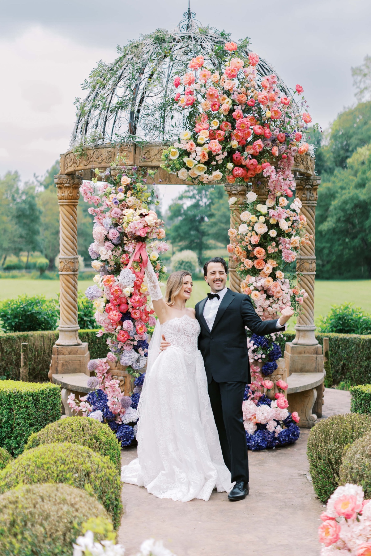 rainbow floral pergola