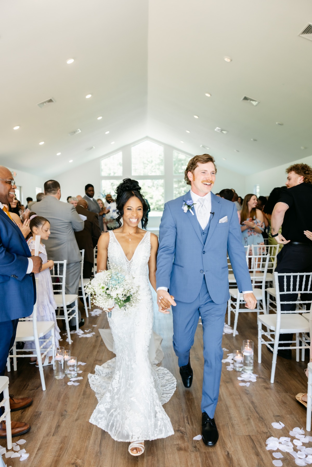 baby's breath and white rose bridal bouquet