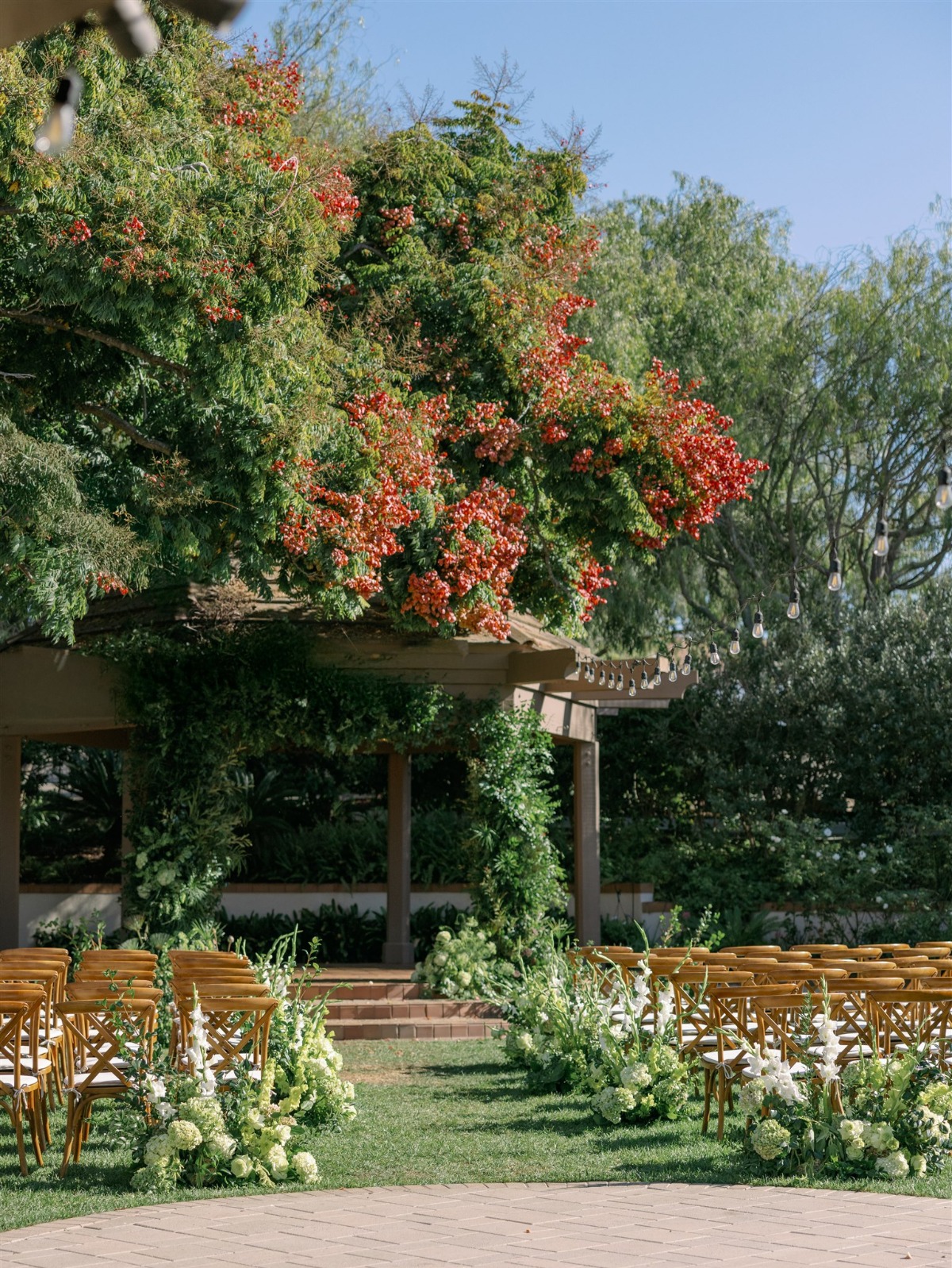 large greenery wedding ceremony installation