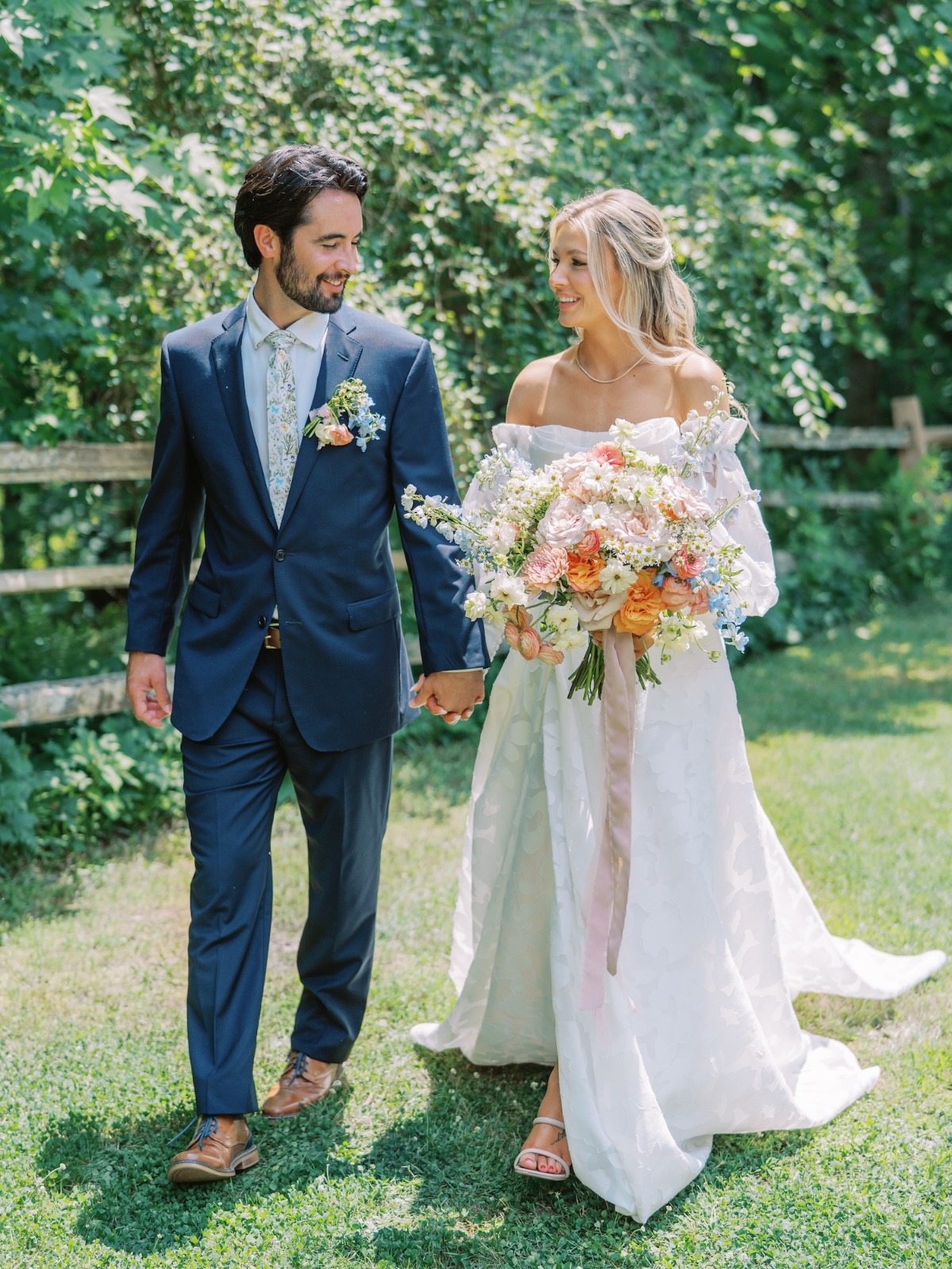 romantic off the shoulder wedding dress