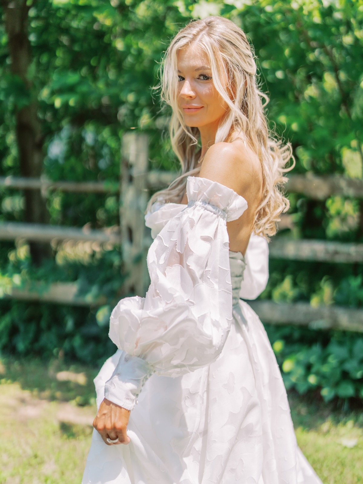 cottage core wedding dress with detachable sleeves