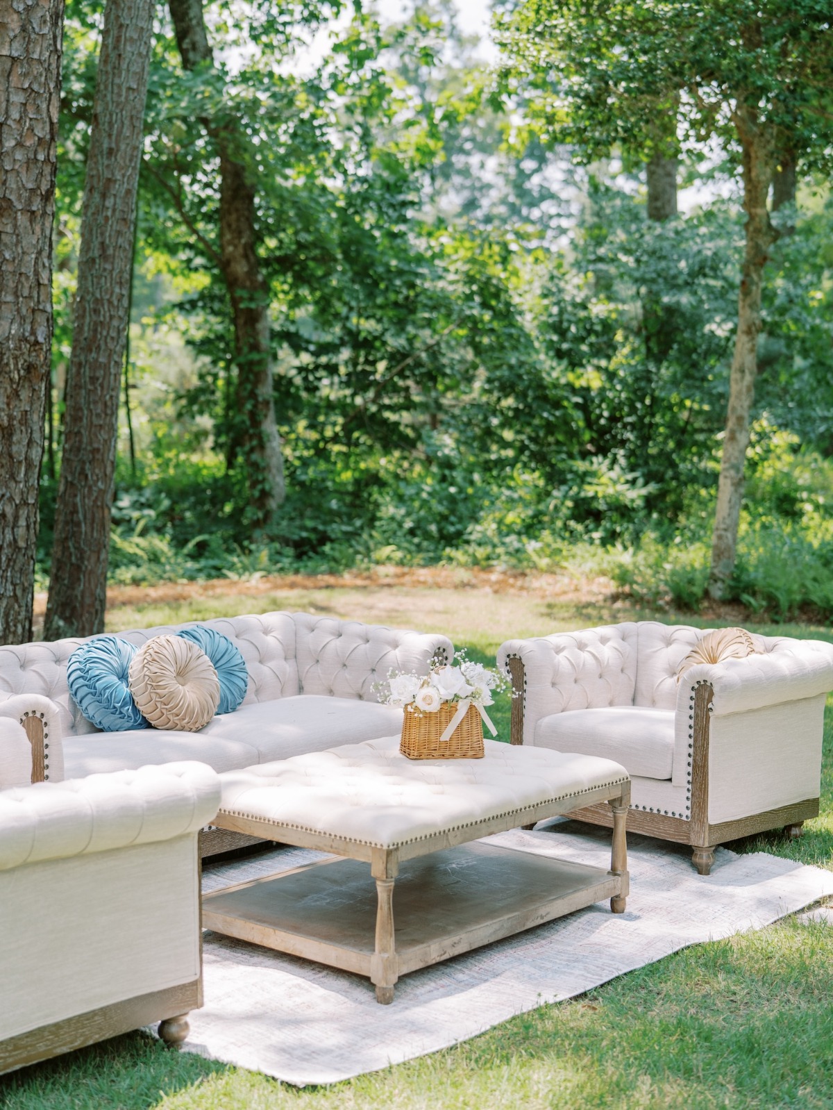 chic outdoor lounge set up for wedding