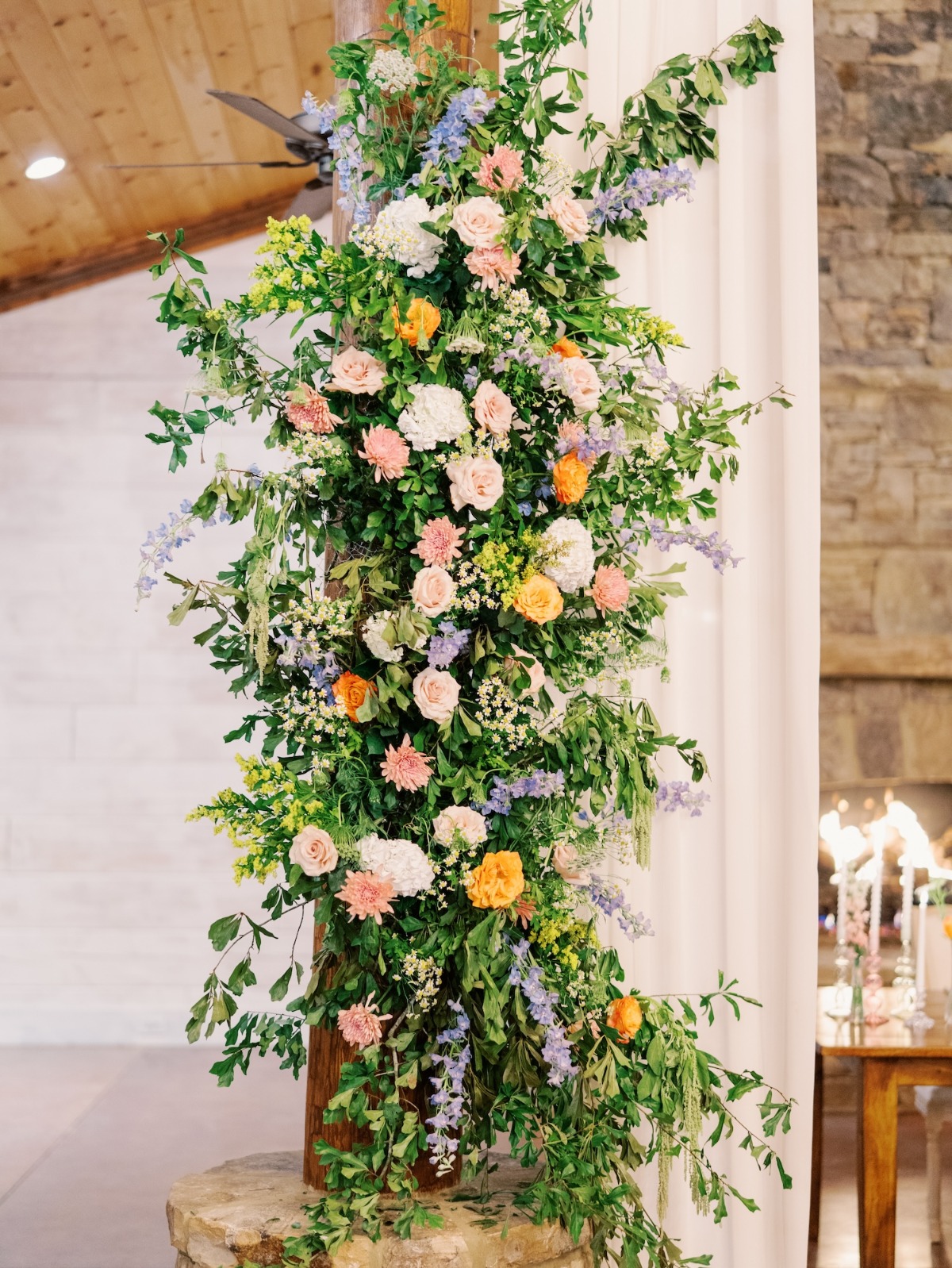 floral pillar for wedding reception