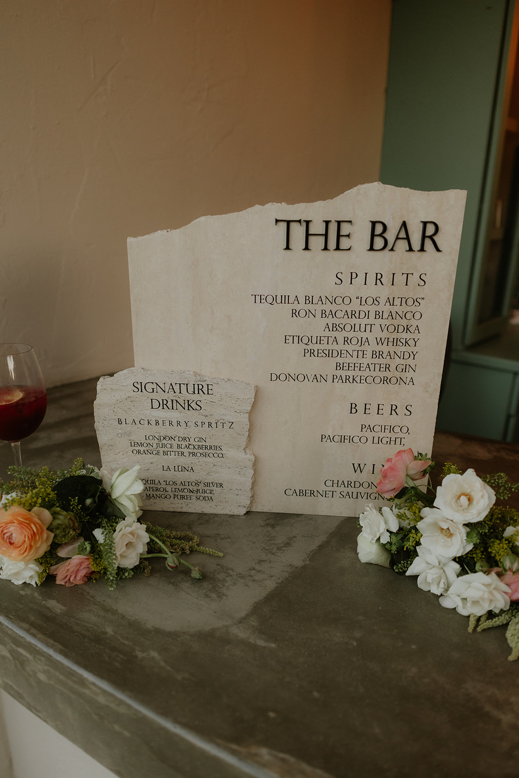 stone bar signs for wedding