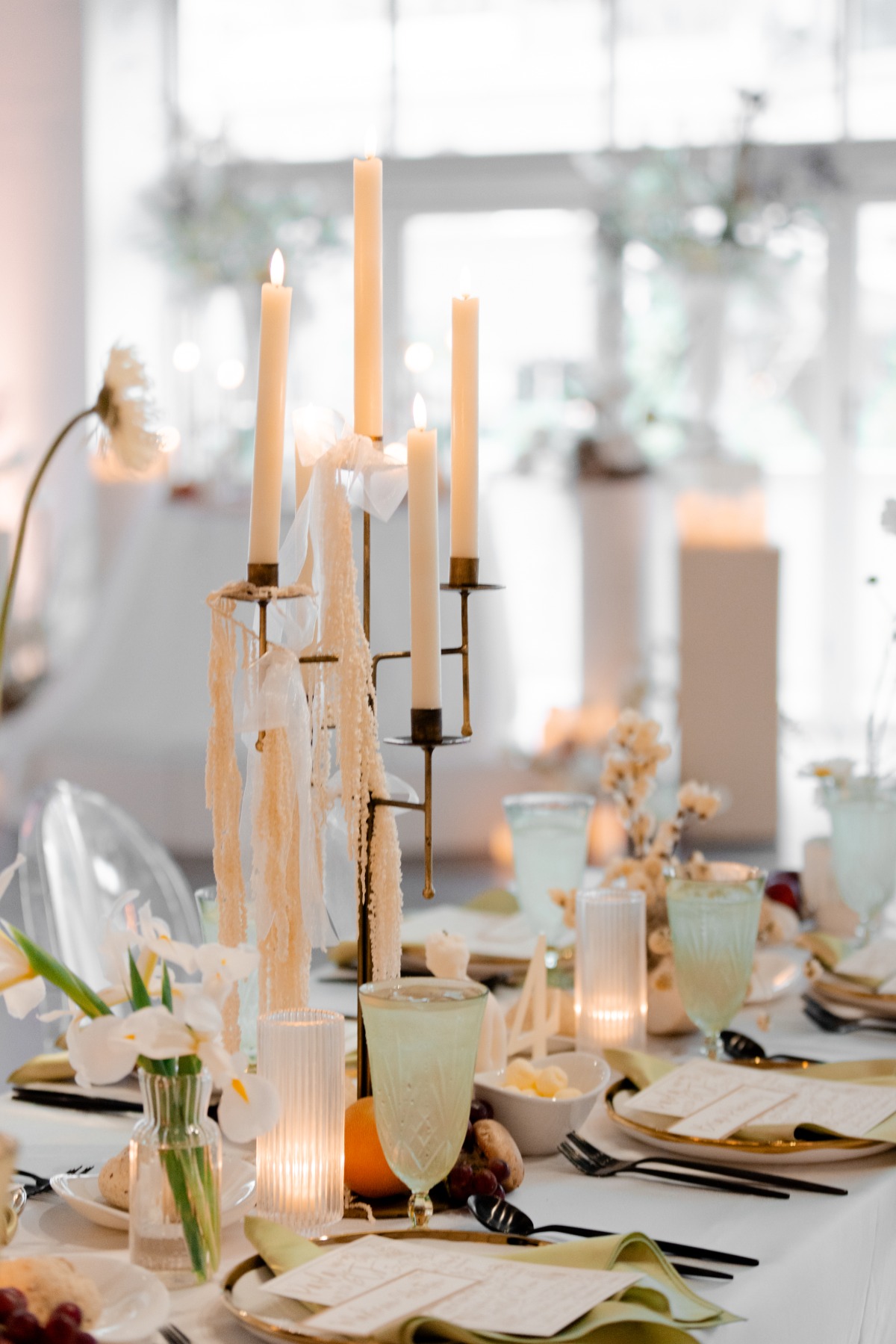 candelabra with dripping florals