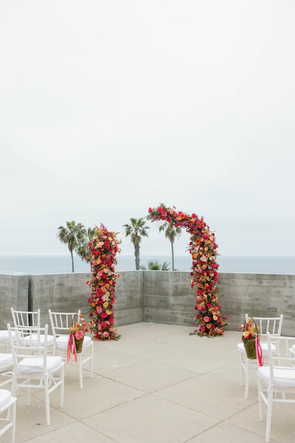 shades of pink floral columns
