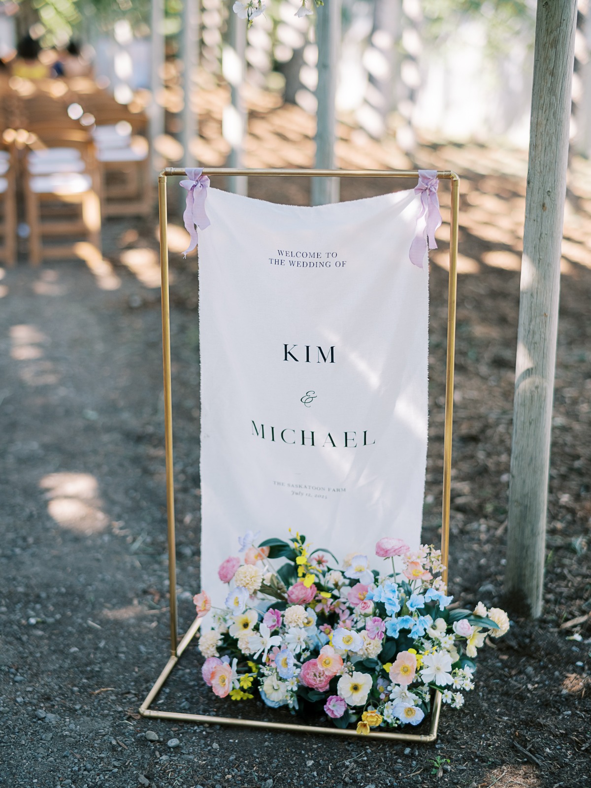 linen wedding welcome sign