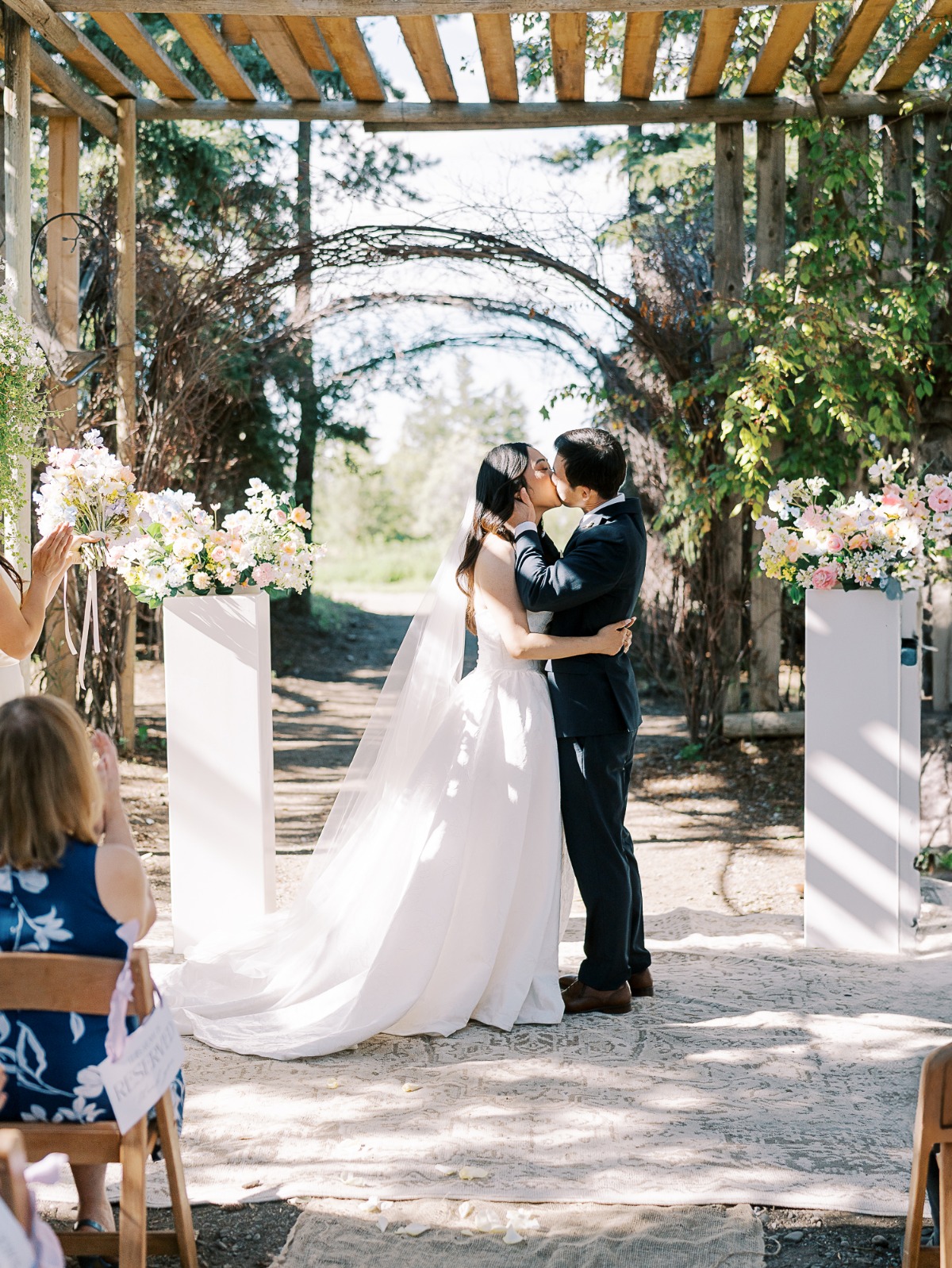 white and pink floral arrangements
