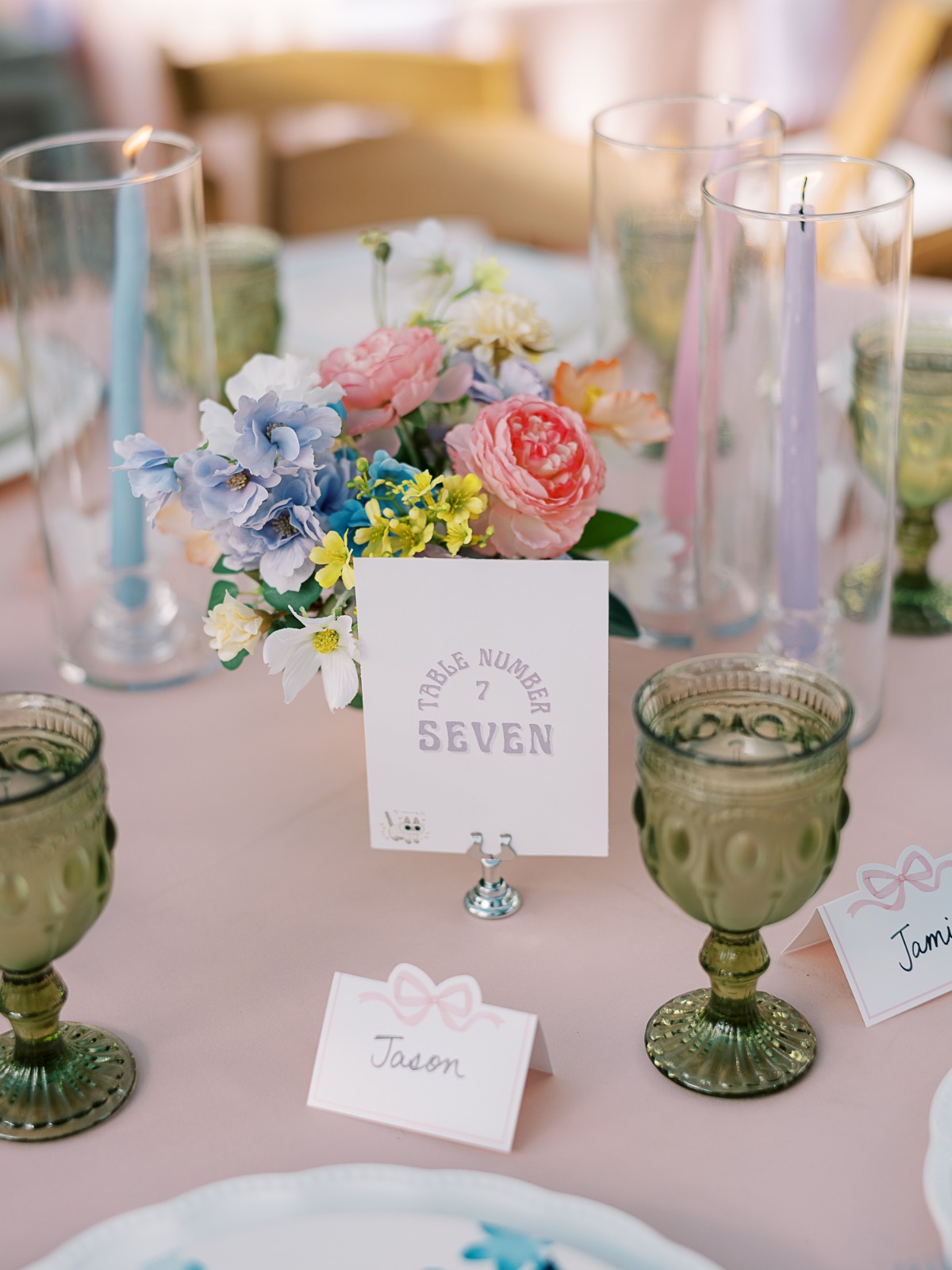 pastel rainbow centerpieces