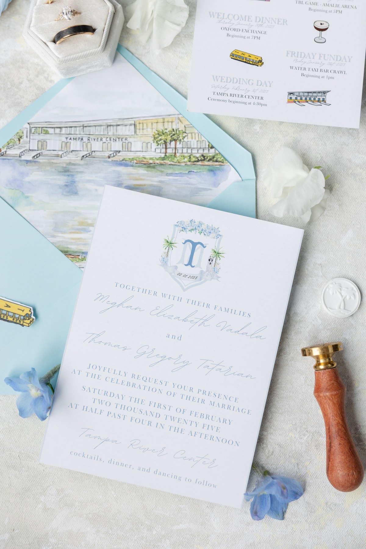 hand painted wedding venue envelope liner for wedding