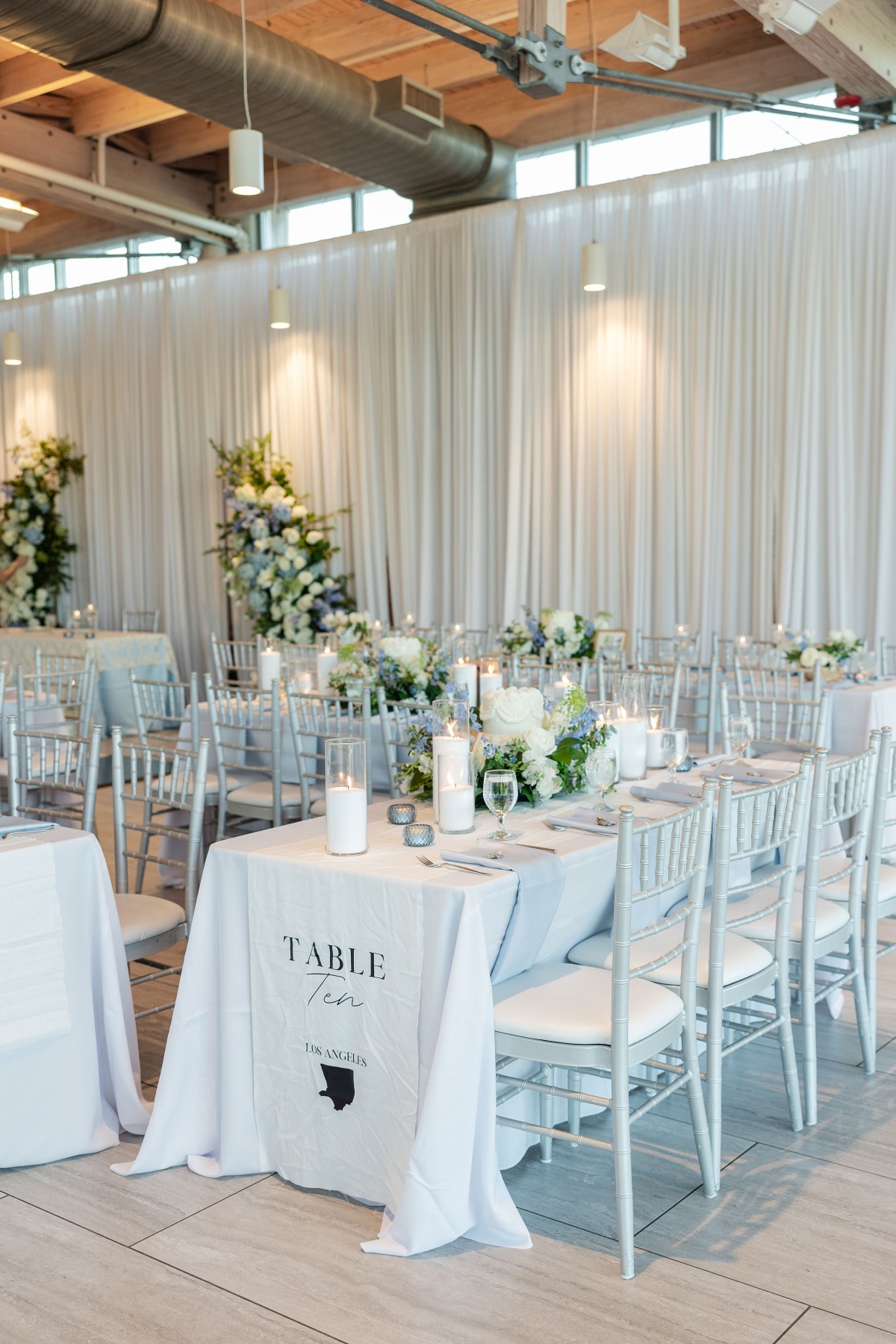 blue and white wedding reception ideas