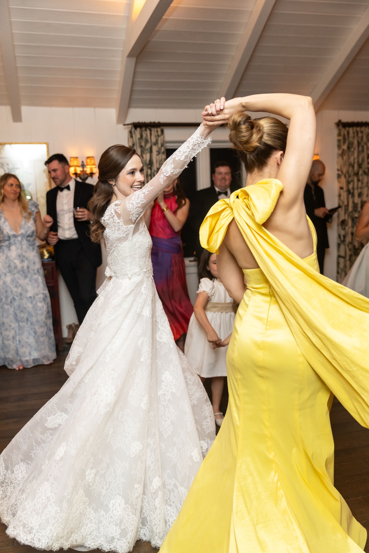 bridesmaid in yellow dress
