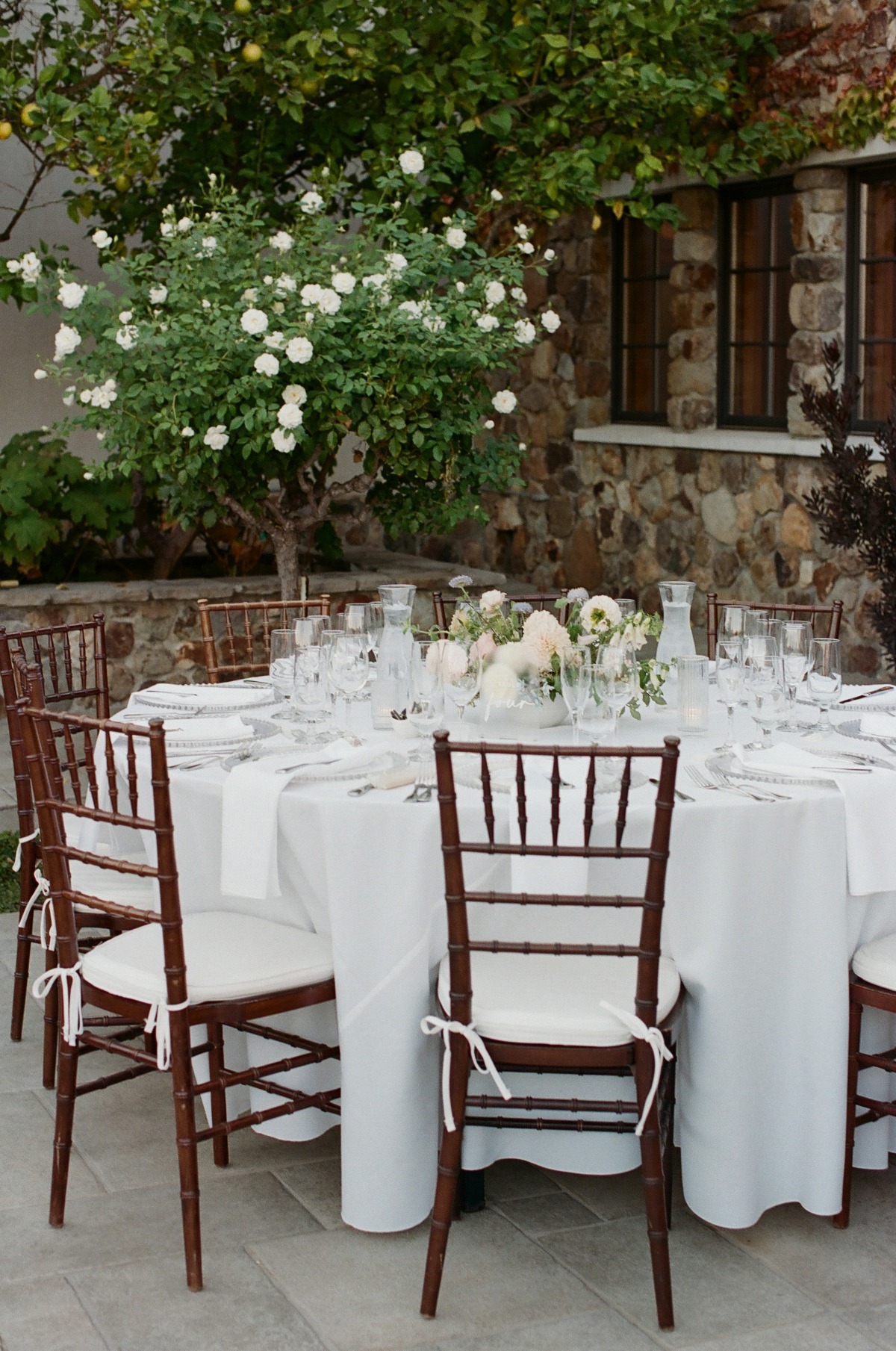white and off-white reception decor