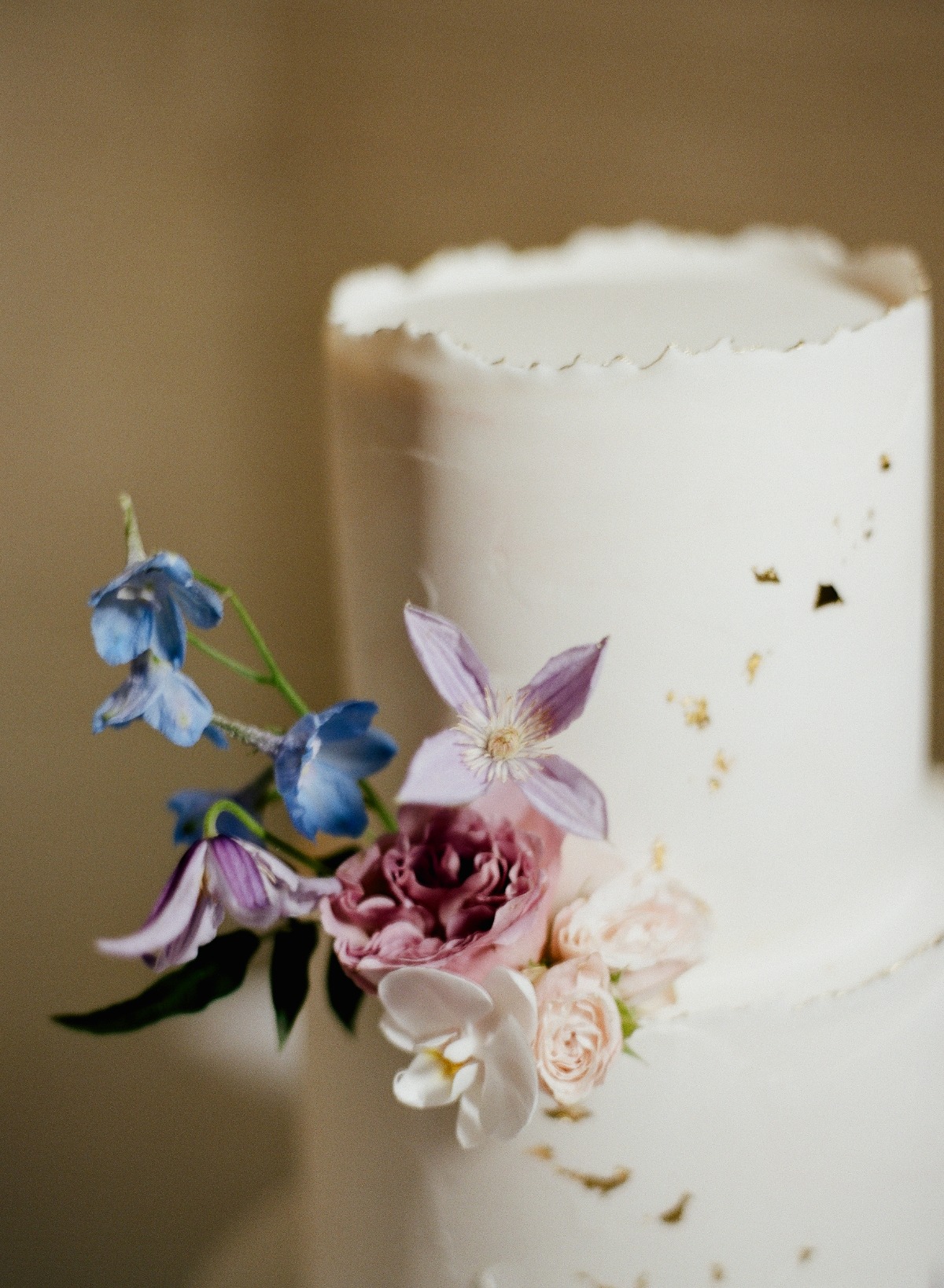 flower accented wedding cake
