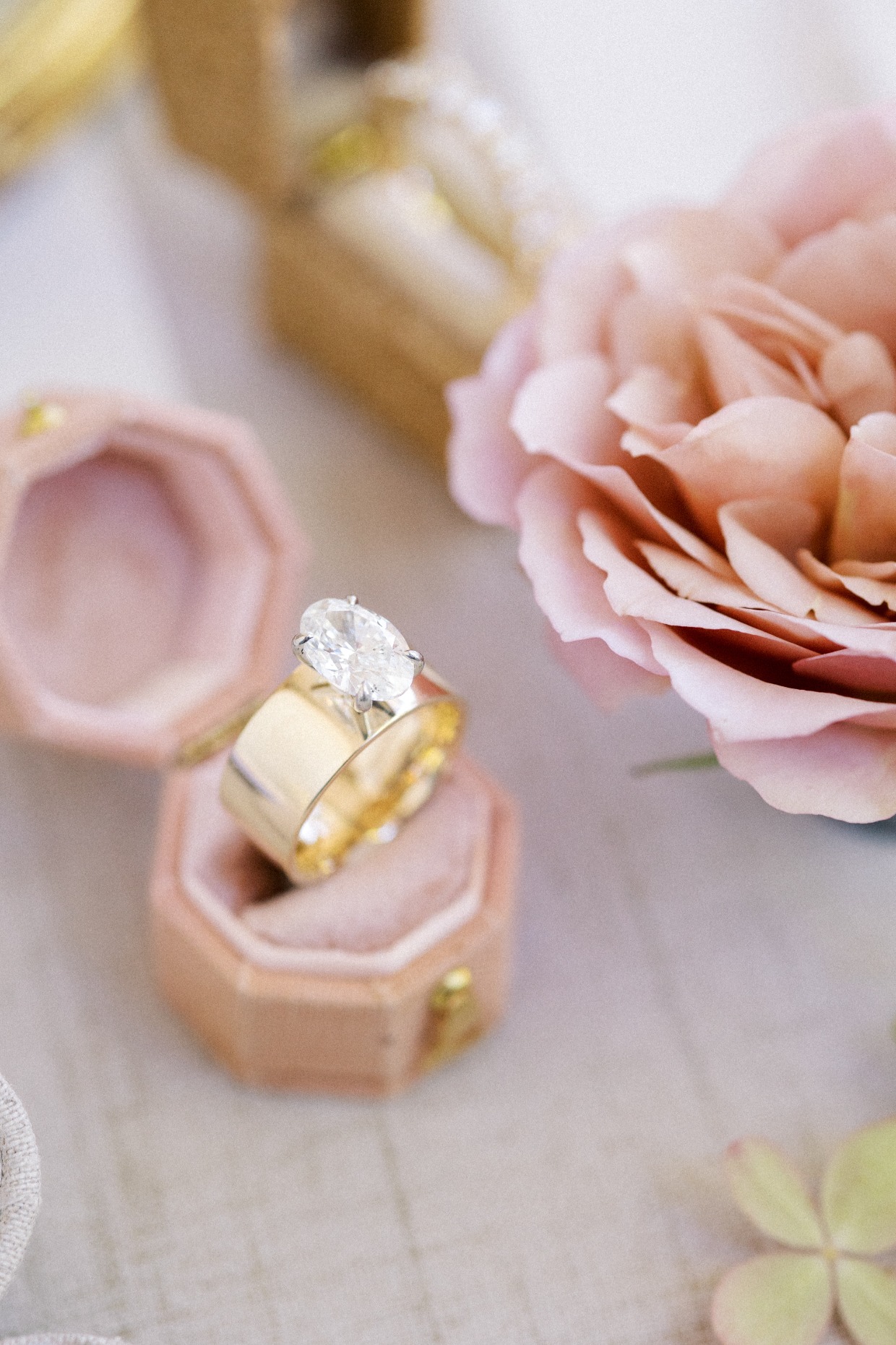 oval engagement ring with cigar band
