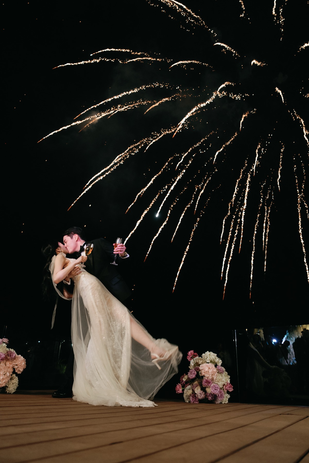 end of wedding fireworks