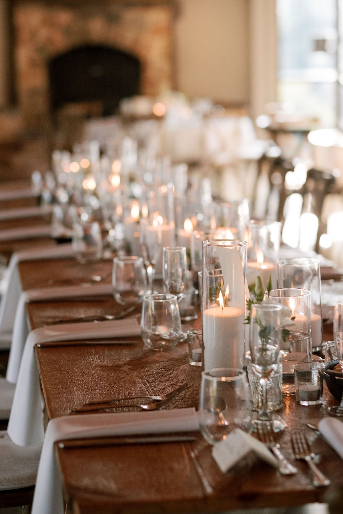 bare tables for wedding