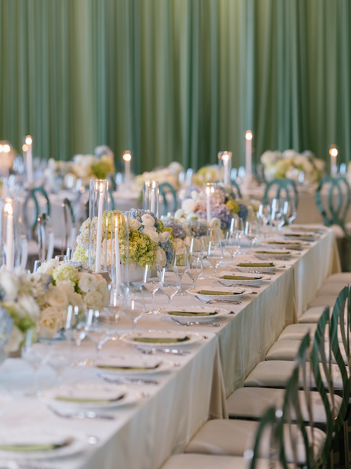 blue and green wedding reception ideas