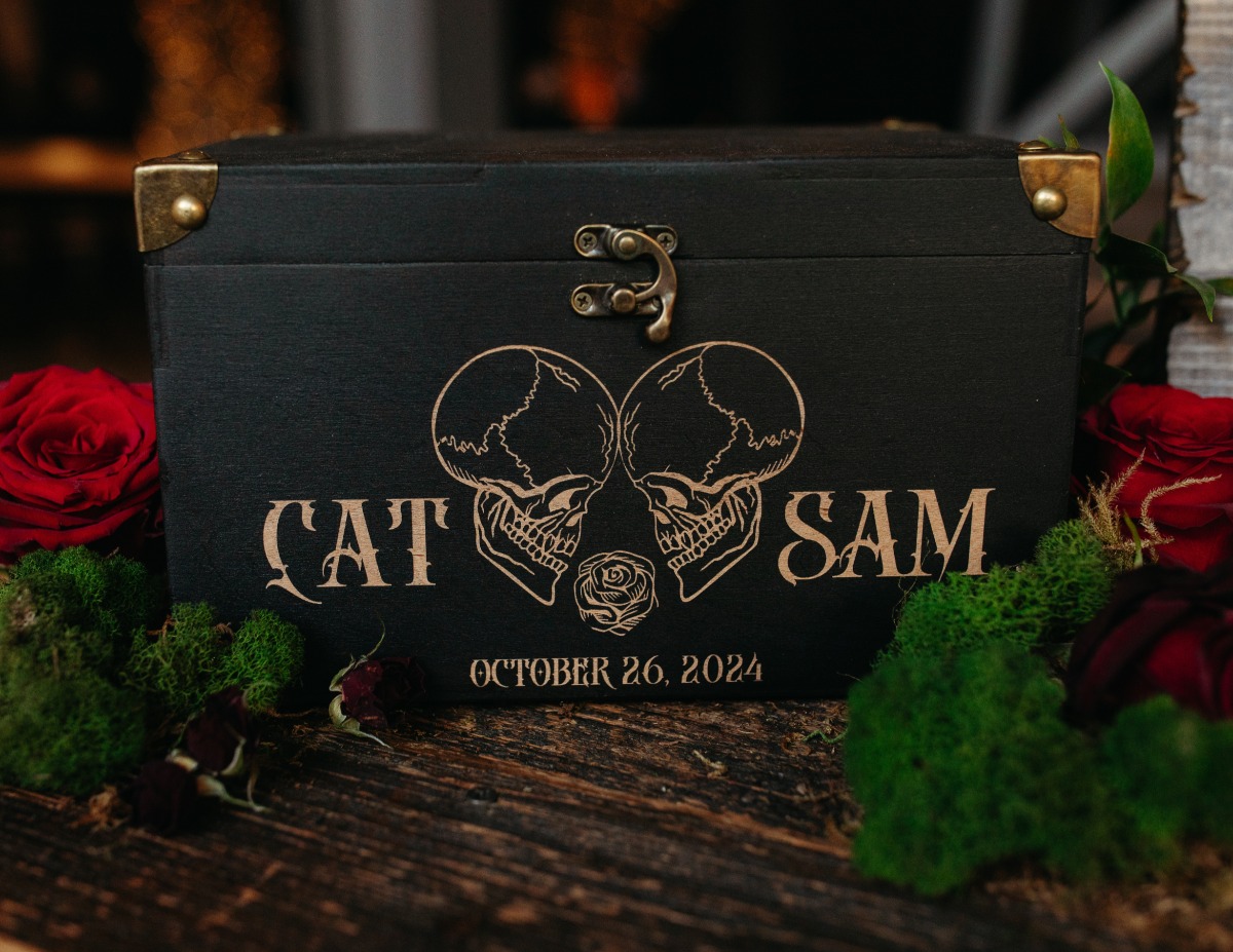 custom black card box with skulls