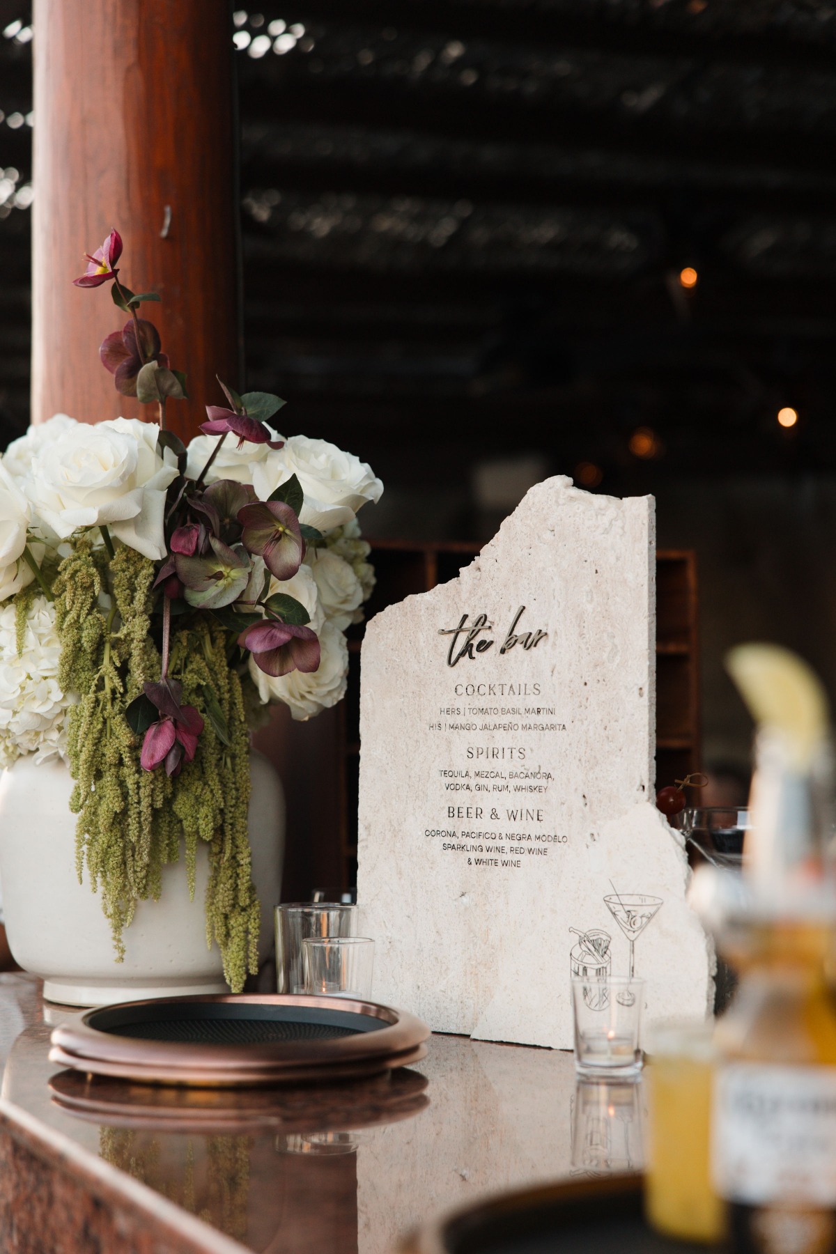 stone bar sign for wedding
