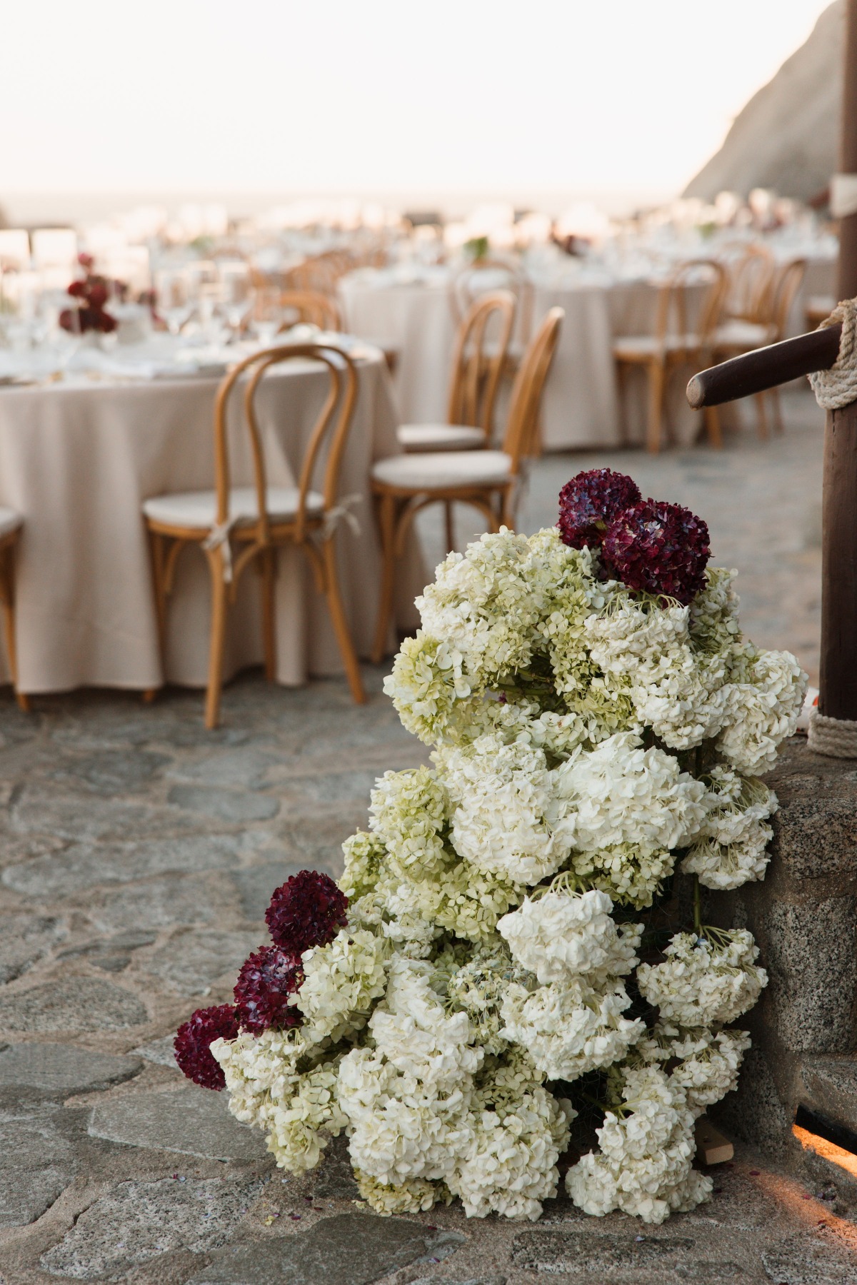 moody and minimal wedding flowers for reception