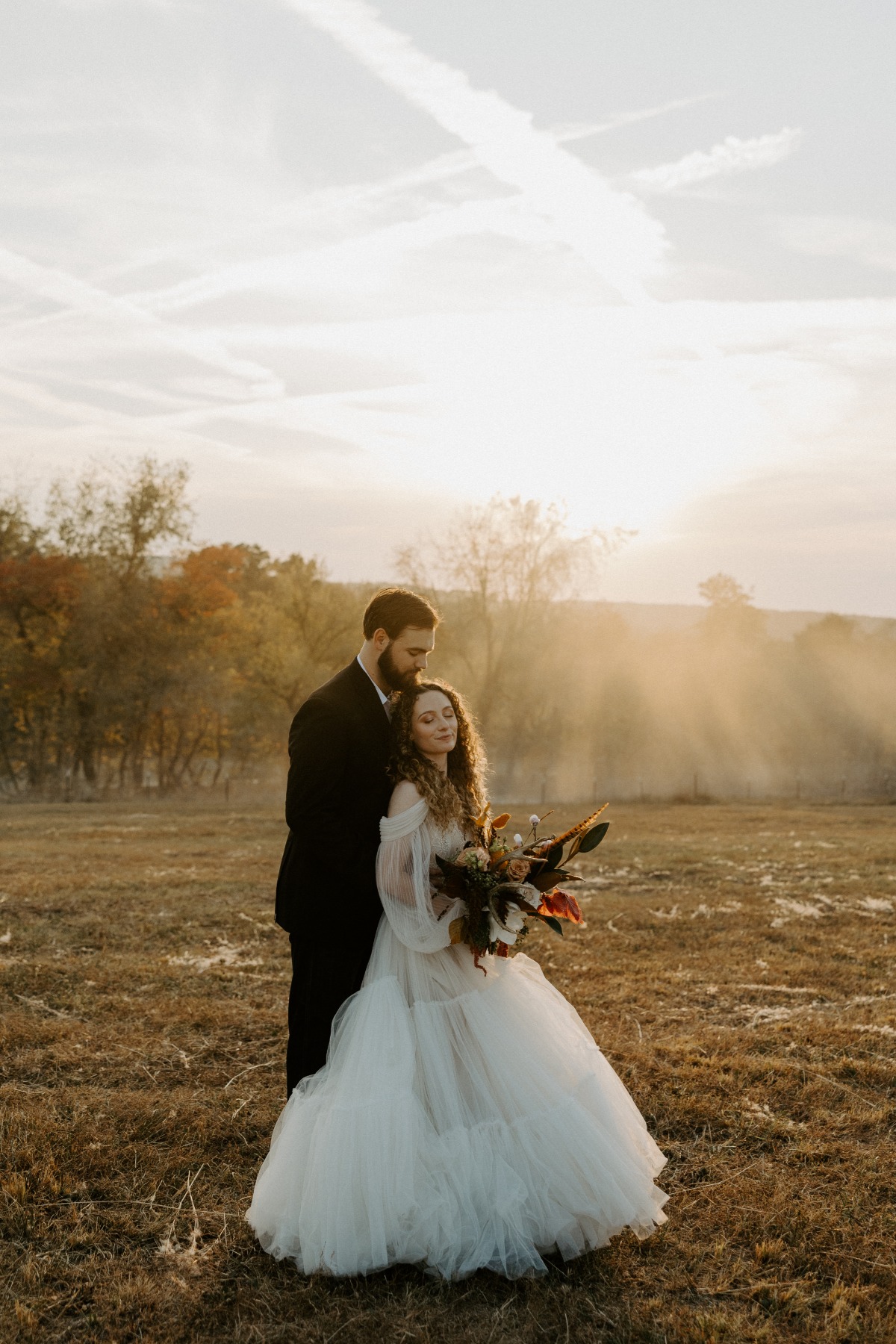 off the shoulder tulle wedding gown
