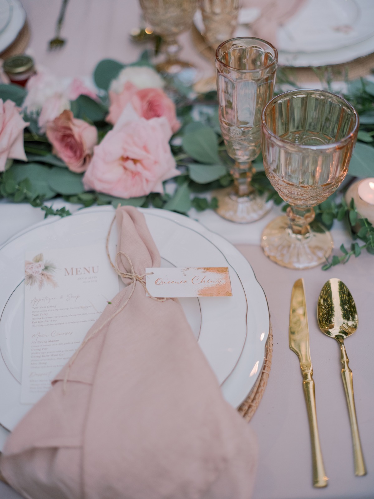 blush glasses for wedding