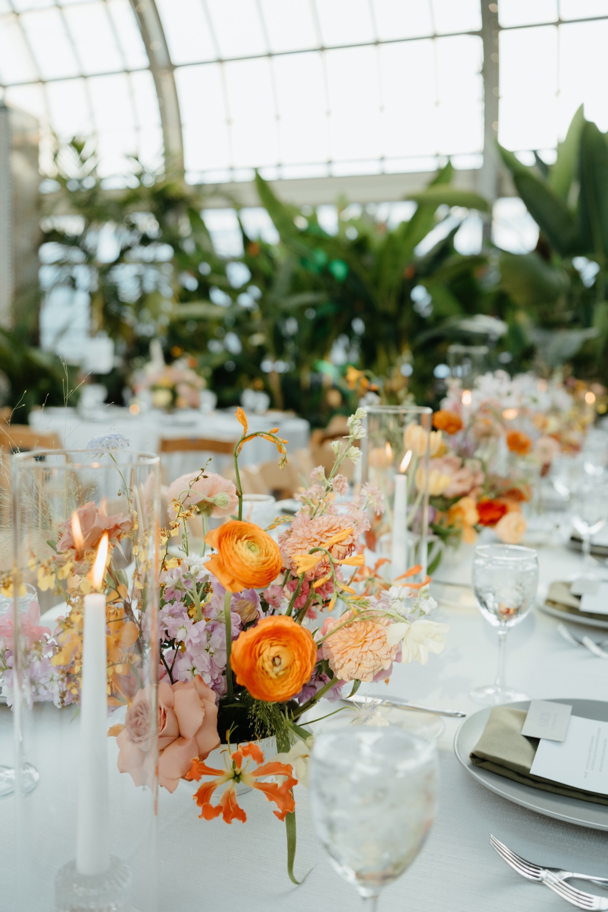 colorful wedding reception floral centerpieces