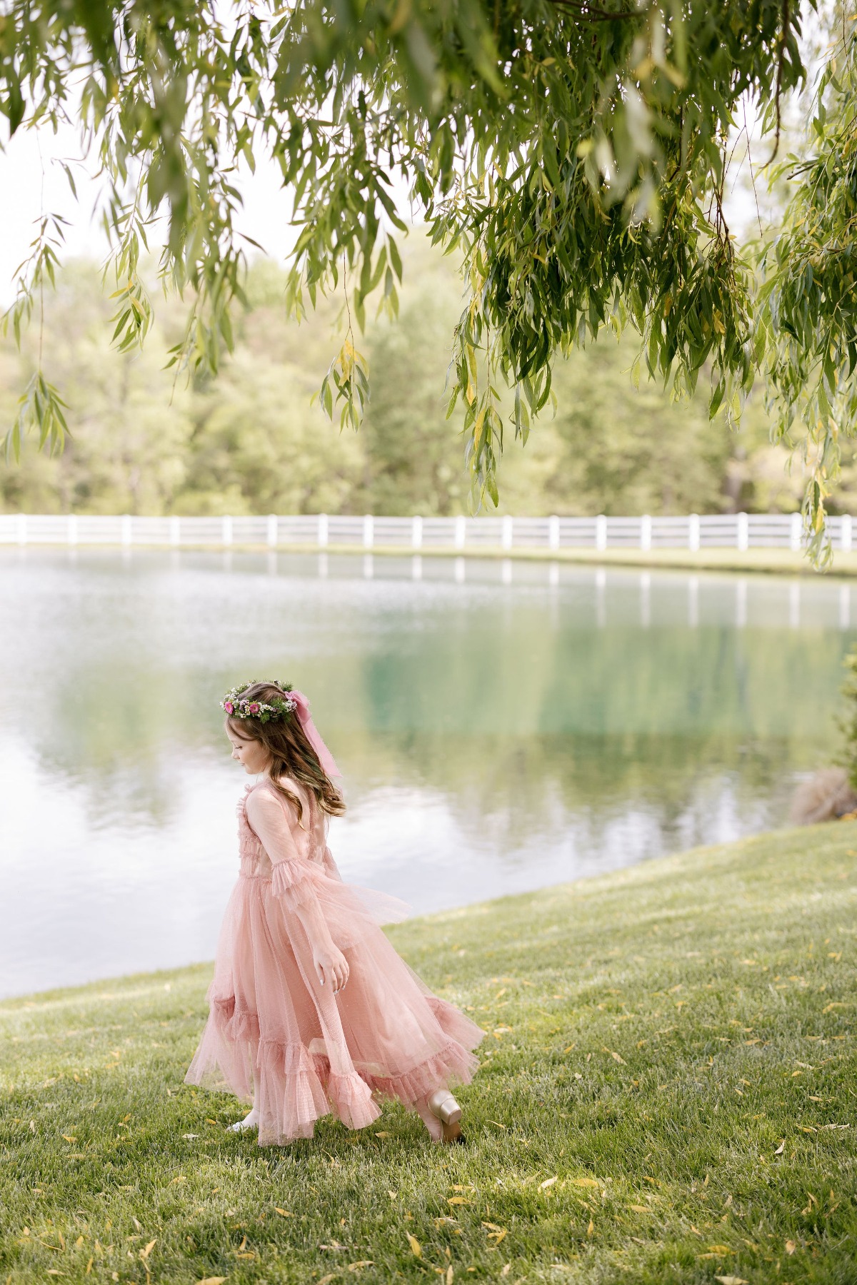 pink flower girl dress