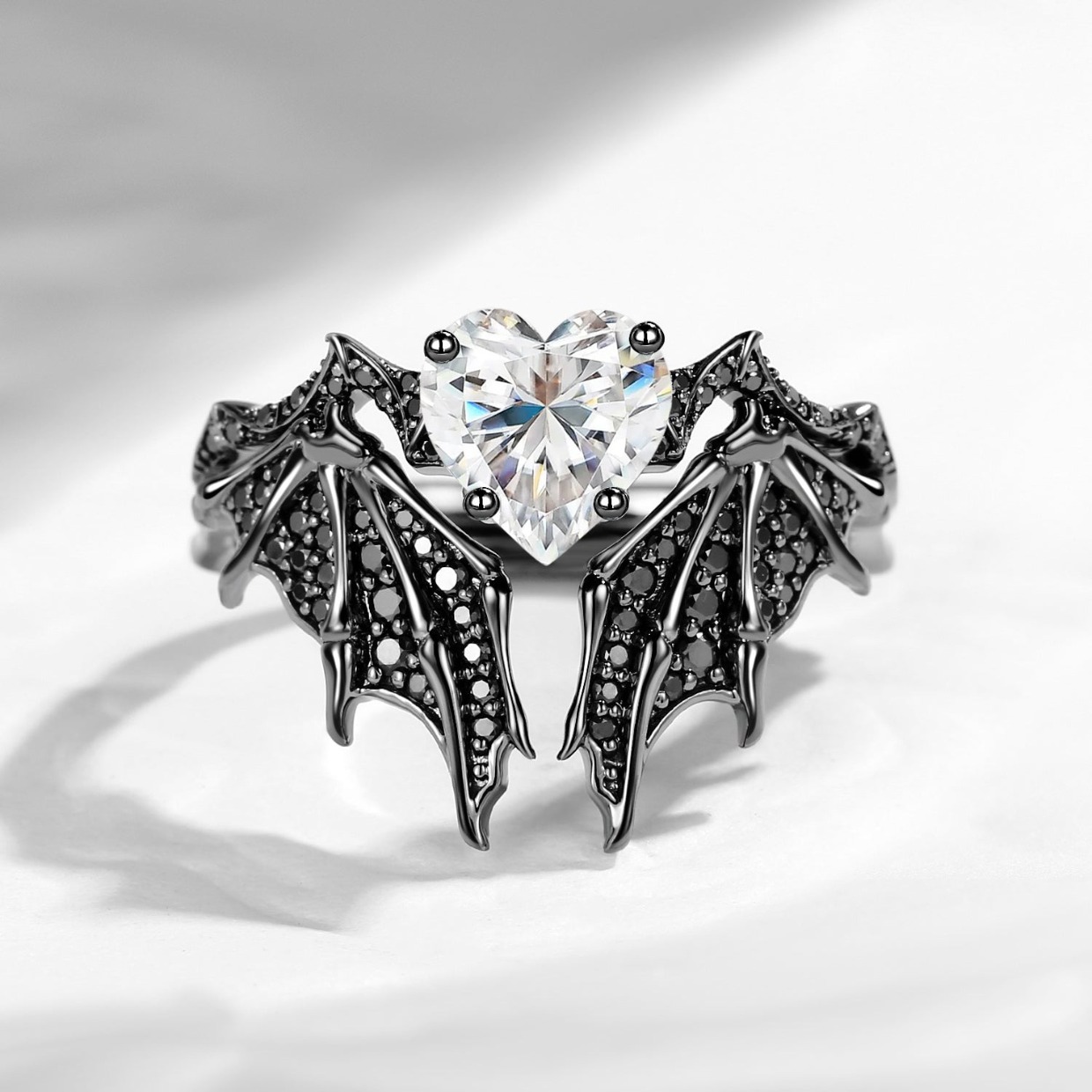 heart shaped bat wing engagement ring by StarlandUS