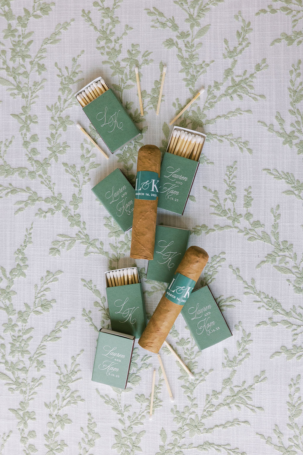 cigars and match boxes for wedding favors