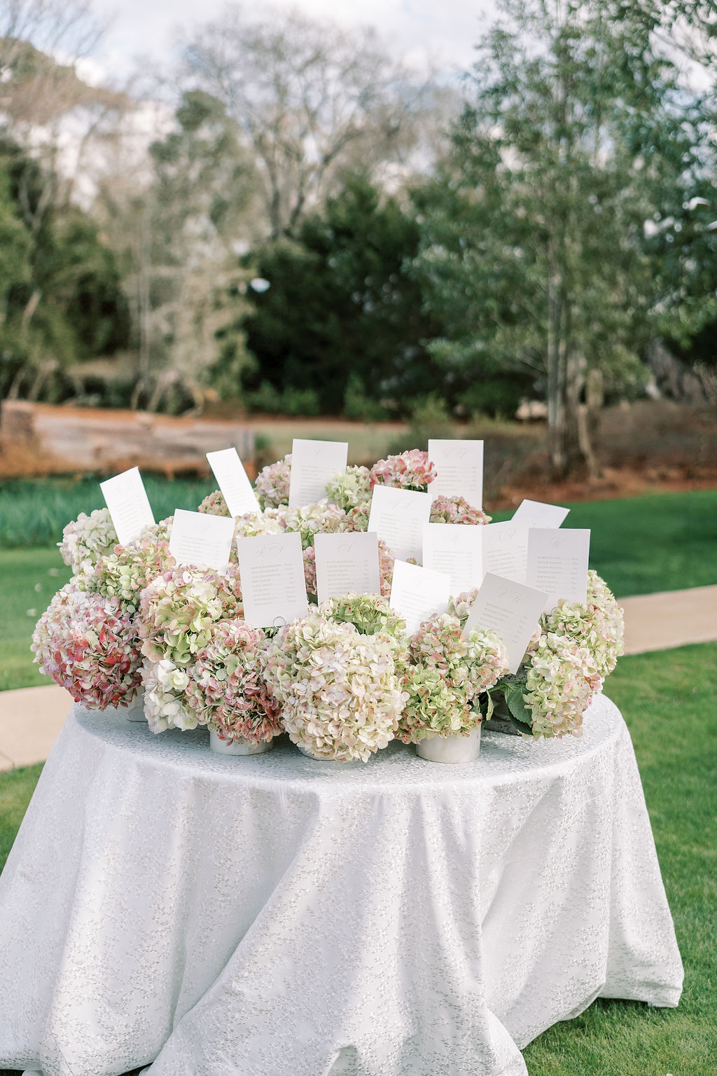 floral escort display for wedding