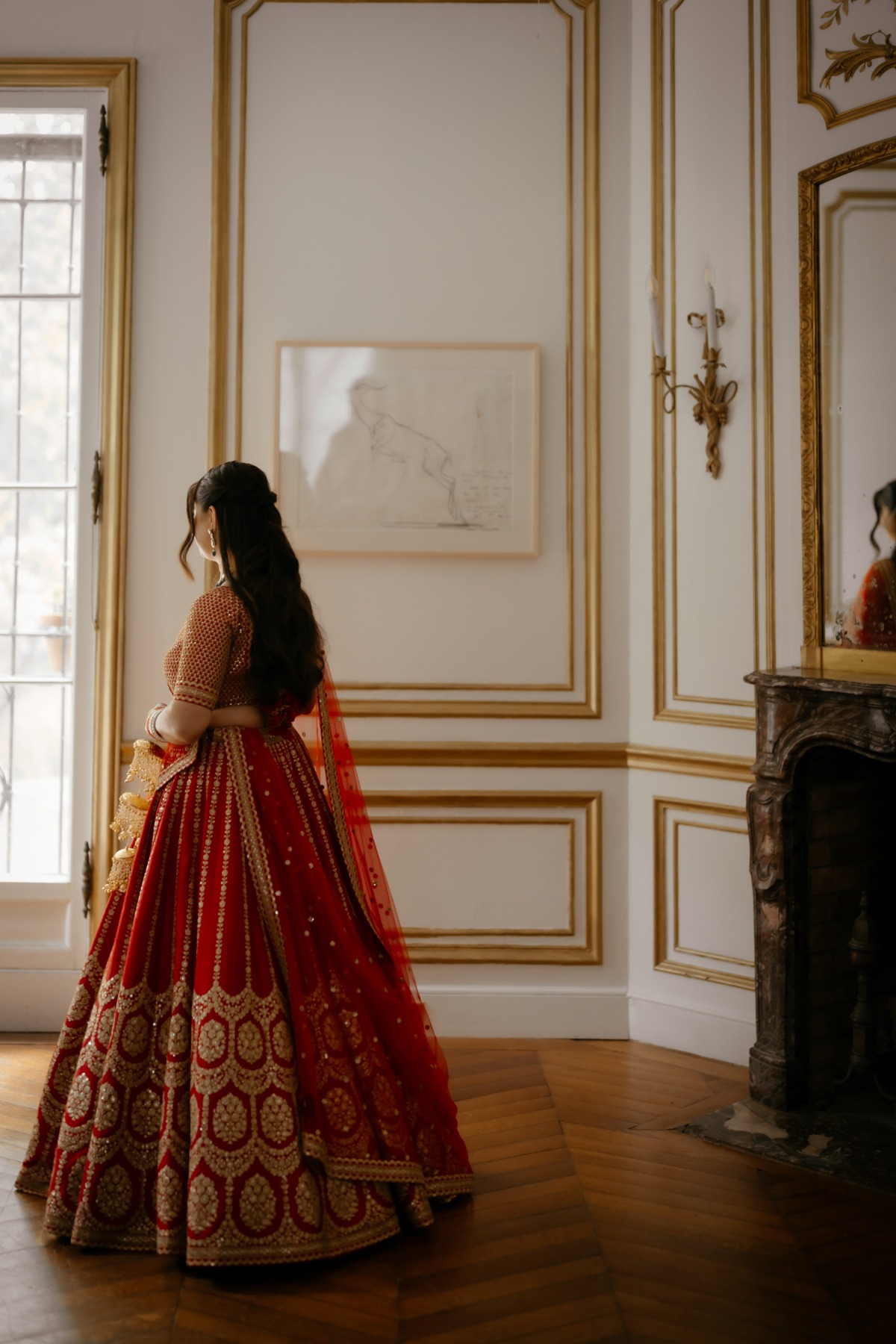 red and gold Indian wedding