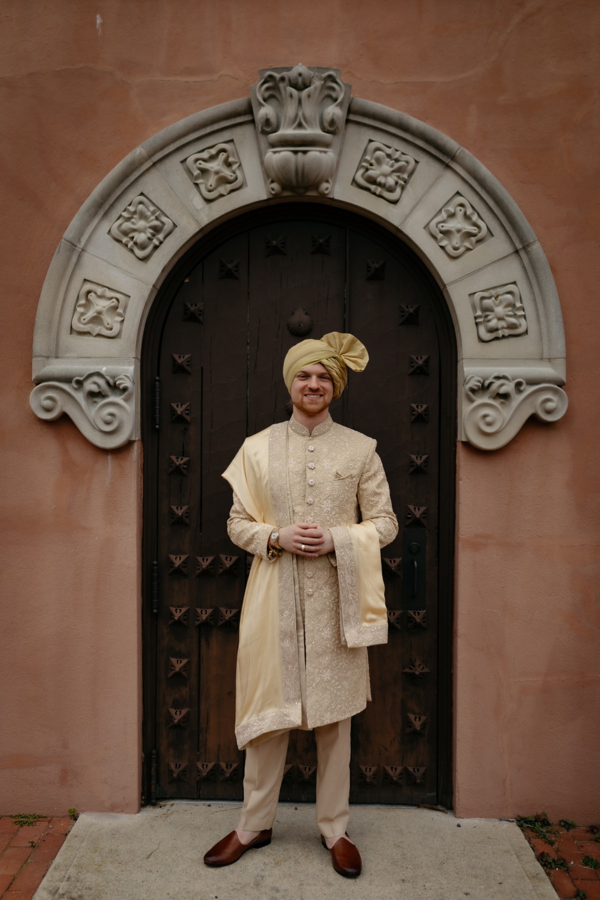 gold Indian groom attire