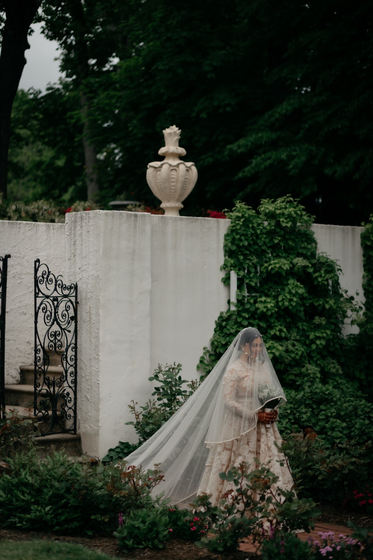 cathedral length veil with blusher