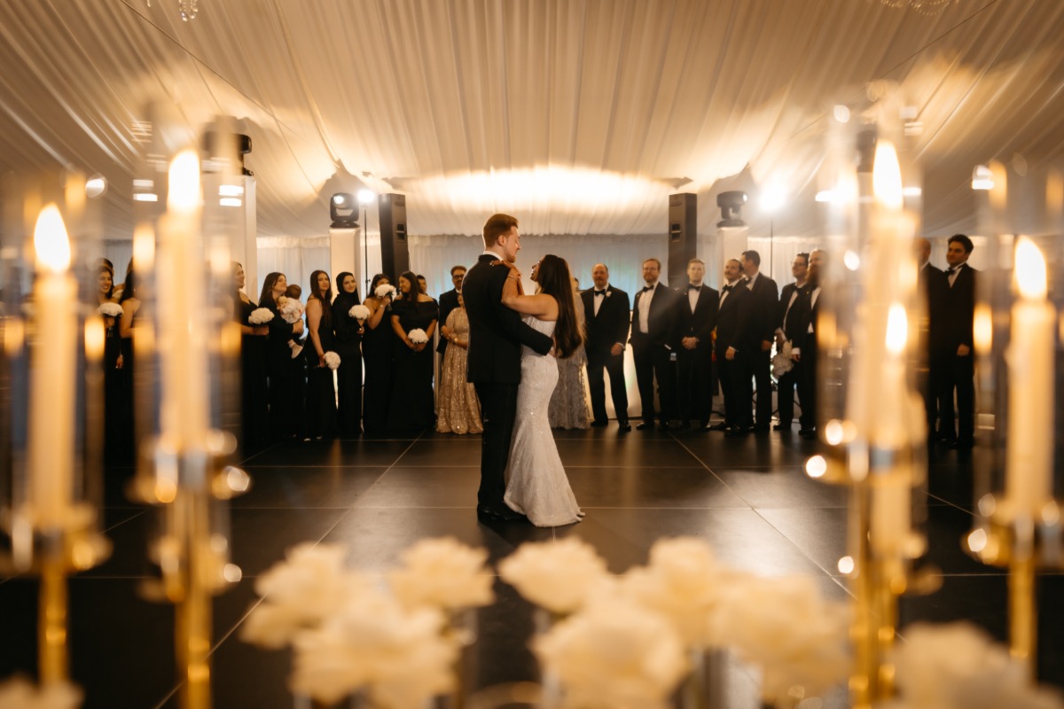 white and gold wedding reception