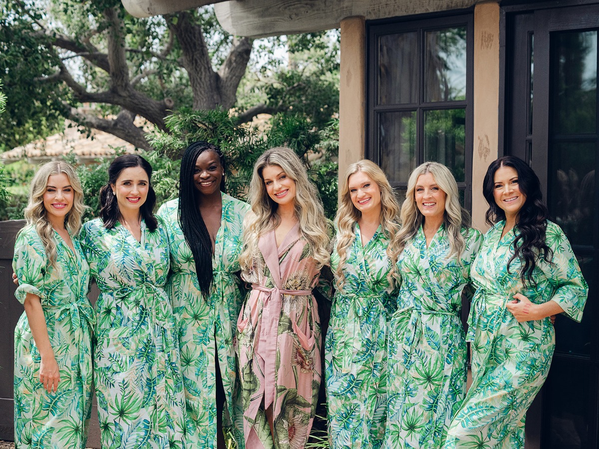 tropical print robes for bridesmaids